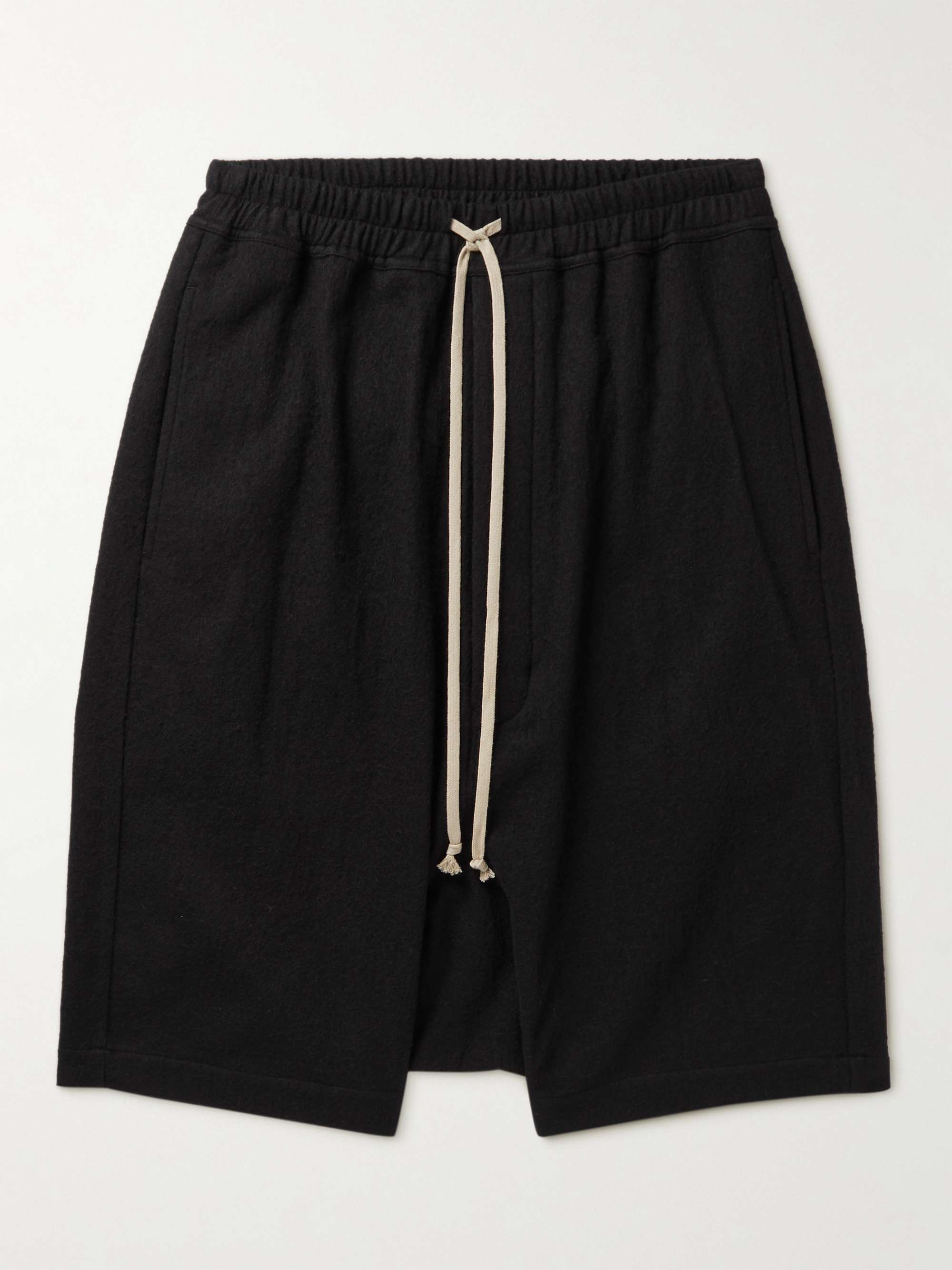 RICK OWENS Pod Cotton and Virgin Wool-Blend Flannel Drawstring Shorts