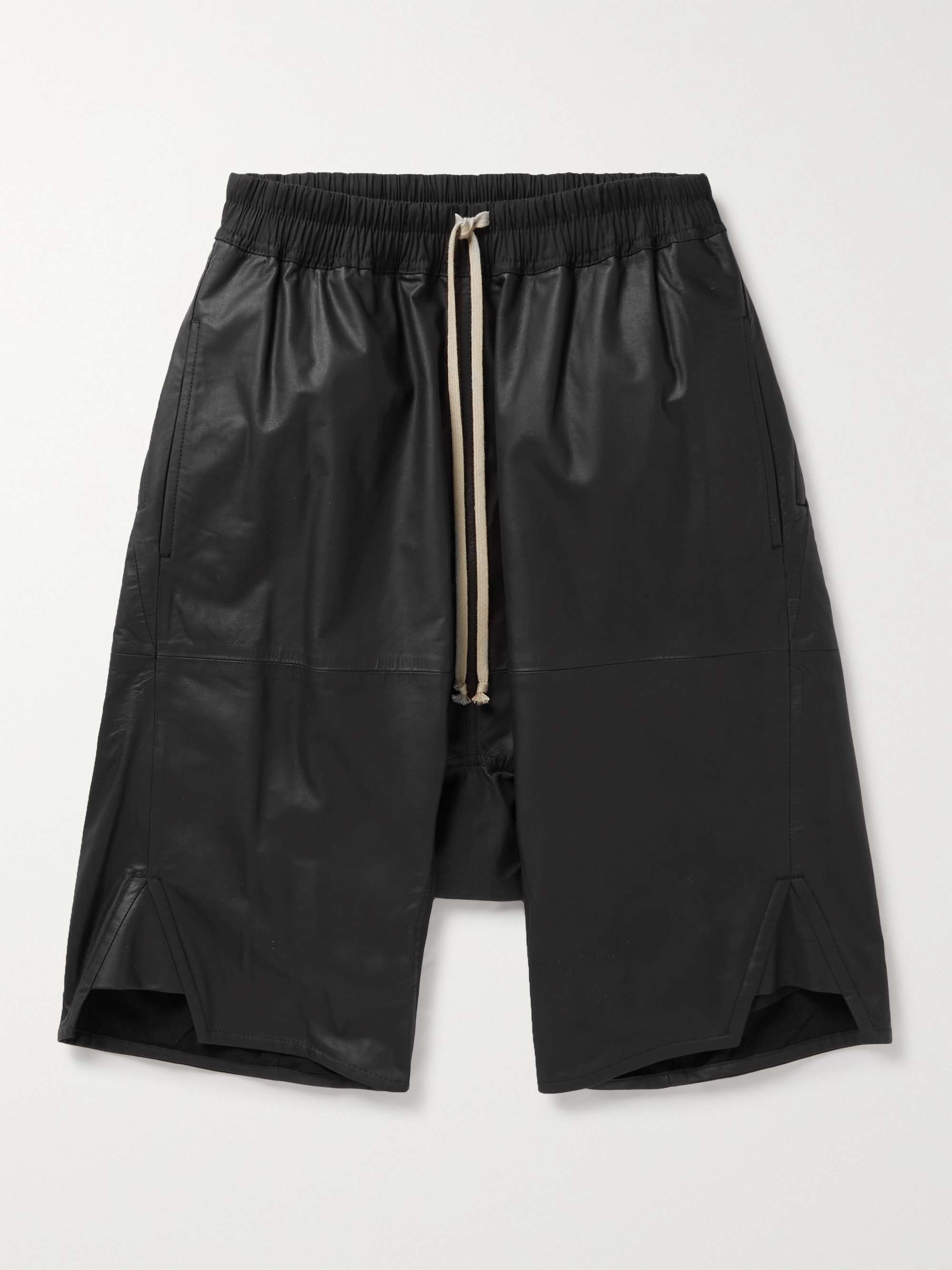 RICK OWENS Leather Drawstring Shorts