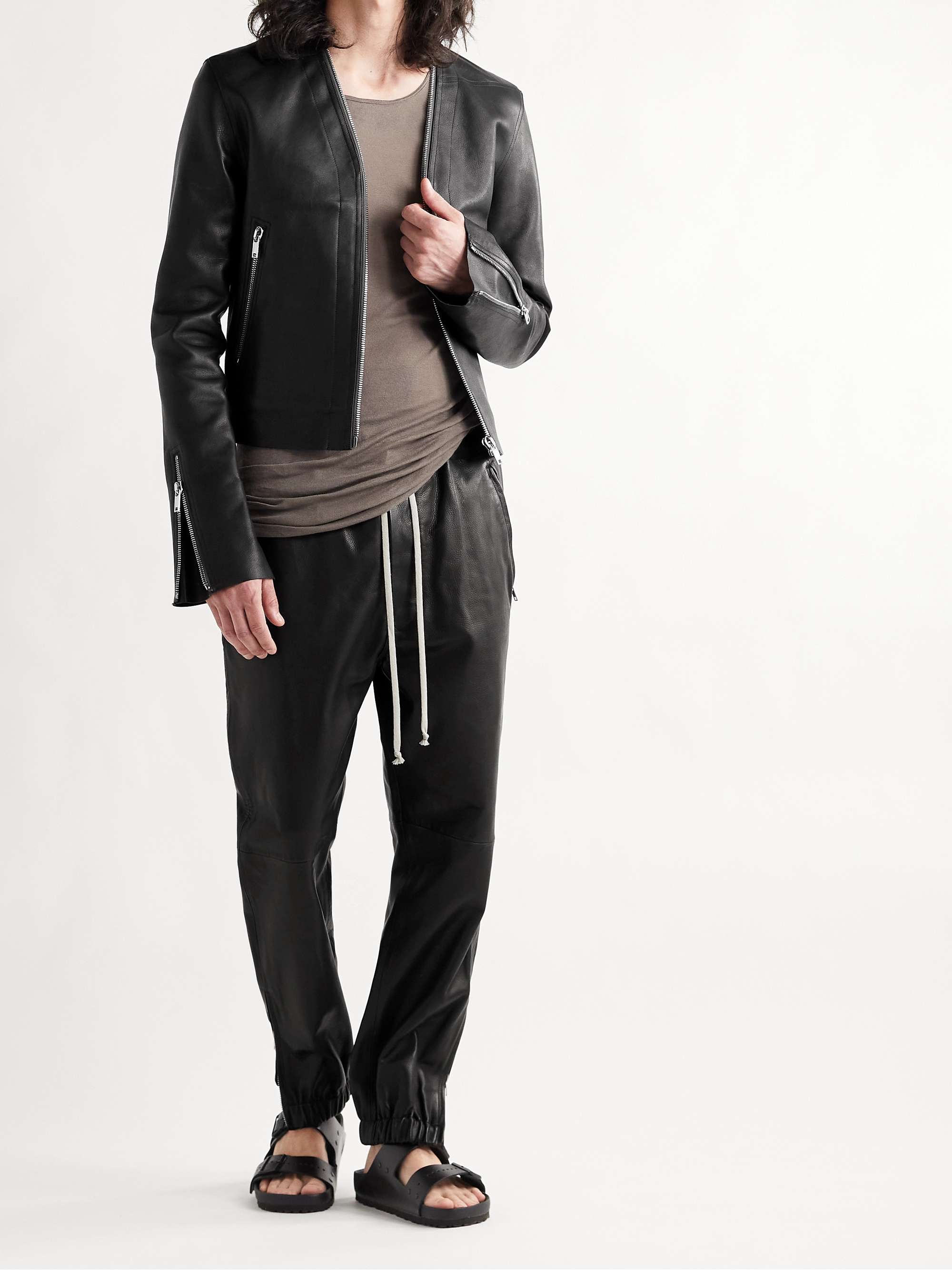 Black Klaus Slim-Fit Leather Jacket | RICK OWENS | MR PORTER