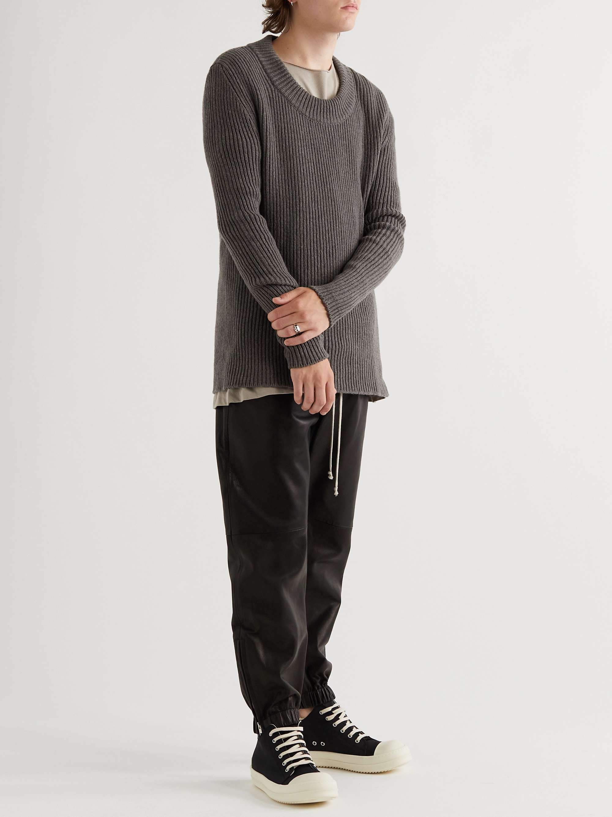 RICK OWENS Ribbed Recycled Cashmere and Wool-Blend Sweater
