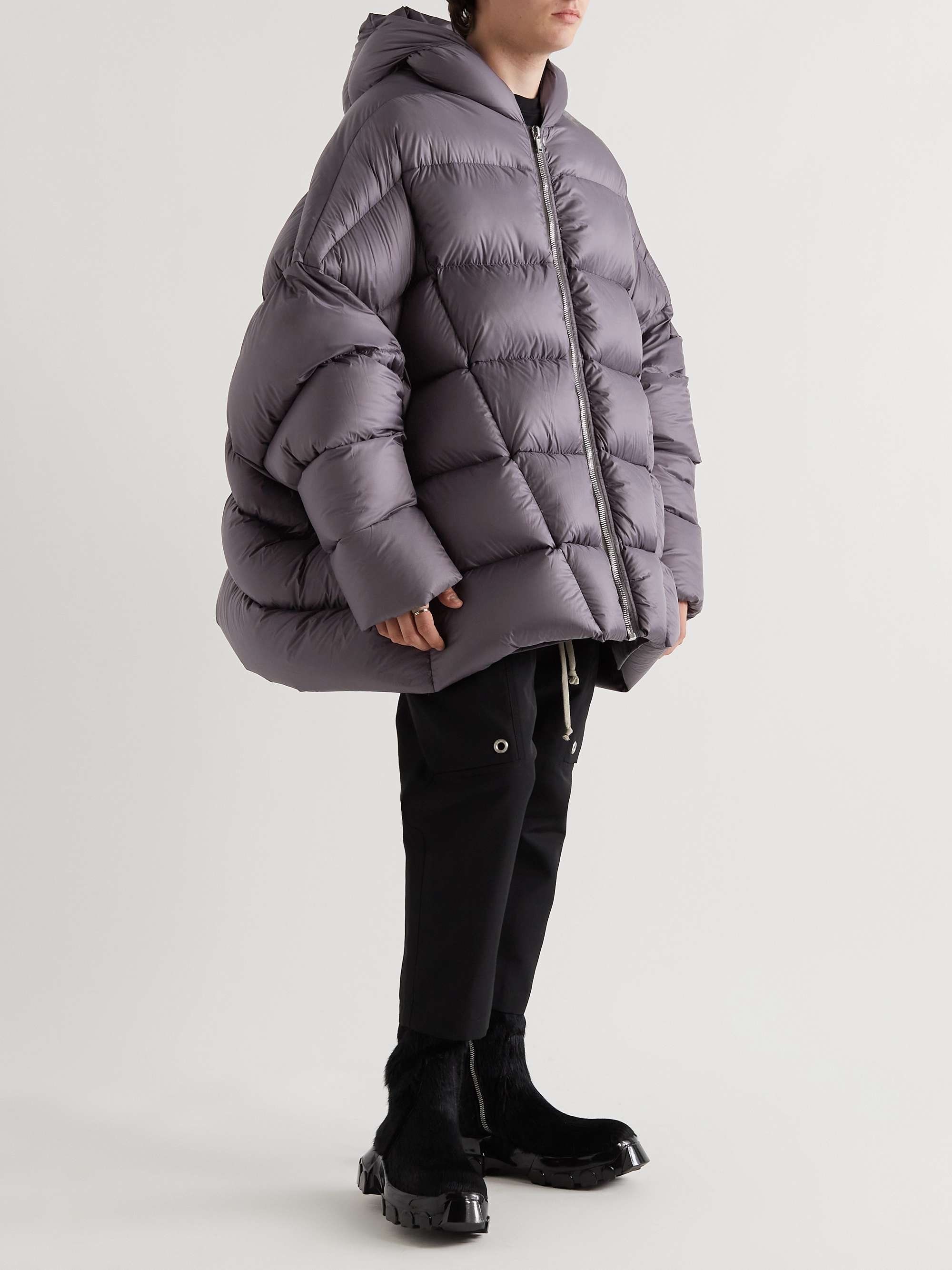 RICK OWENS Peter Quilted Shell Hooded Down Jacket
