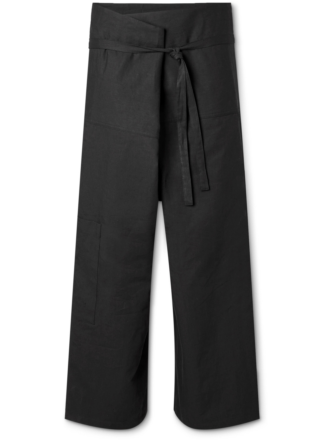LOEWE PAULA'S IBIZA WIDE-LEG BELTED LINEN AND COTTON-BLEND TROUSERS