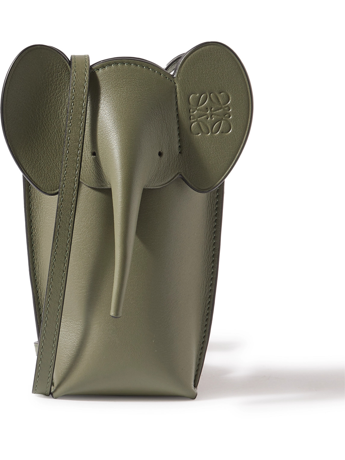 Loewe Paula's Ibiza Elephant Leather Pouch In Green