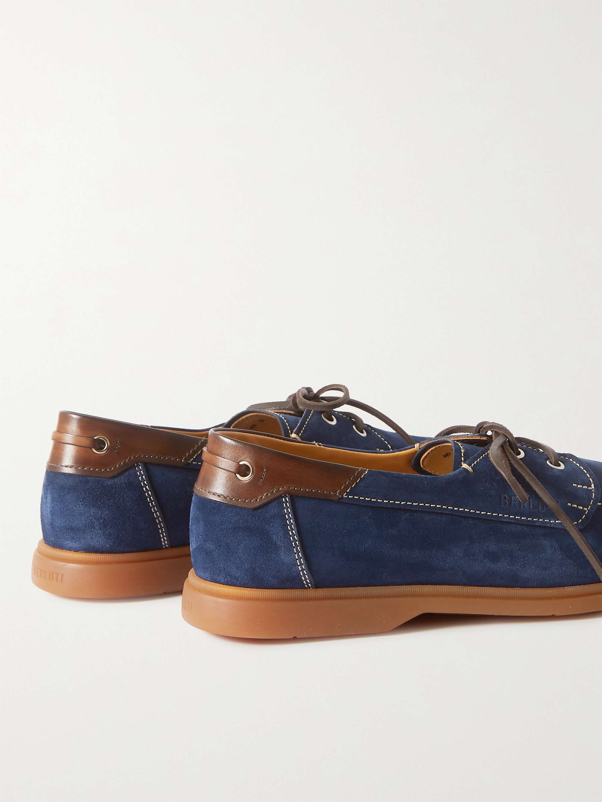 BERLUTI Latitude Leather-Trimmed Suede Boat Shoes