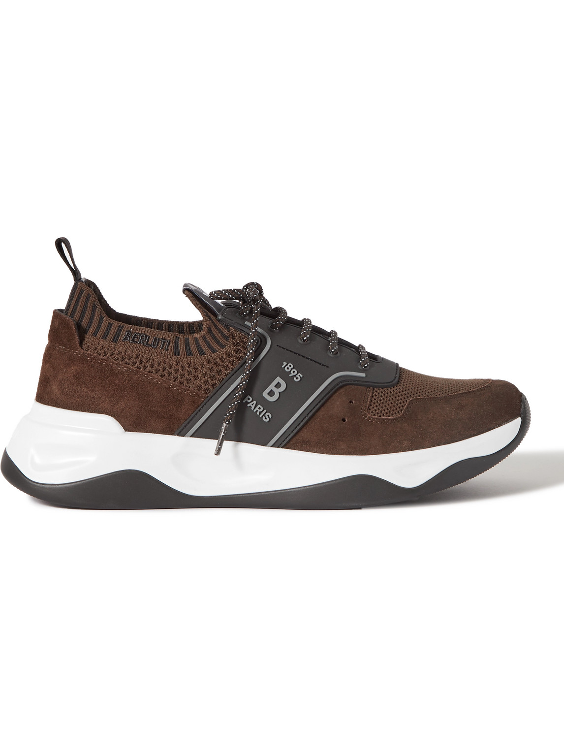 Berluti Shadow Rubber And Suede-trimmed Mesh Sneakers In Brown