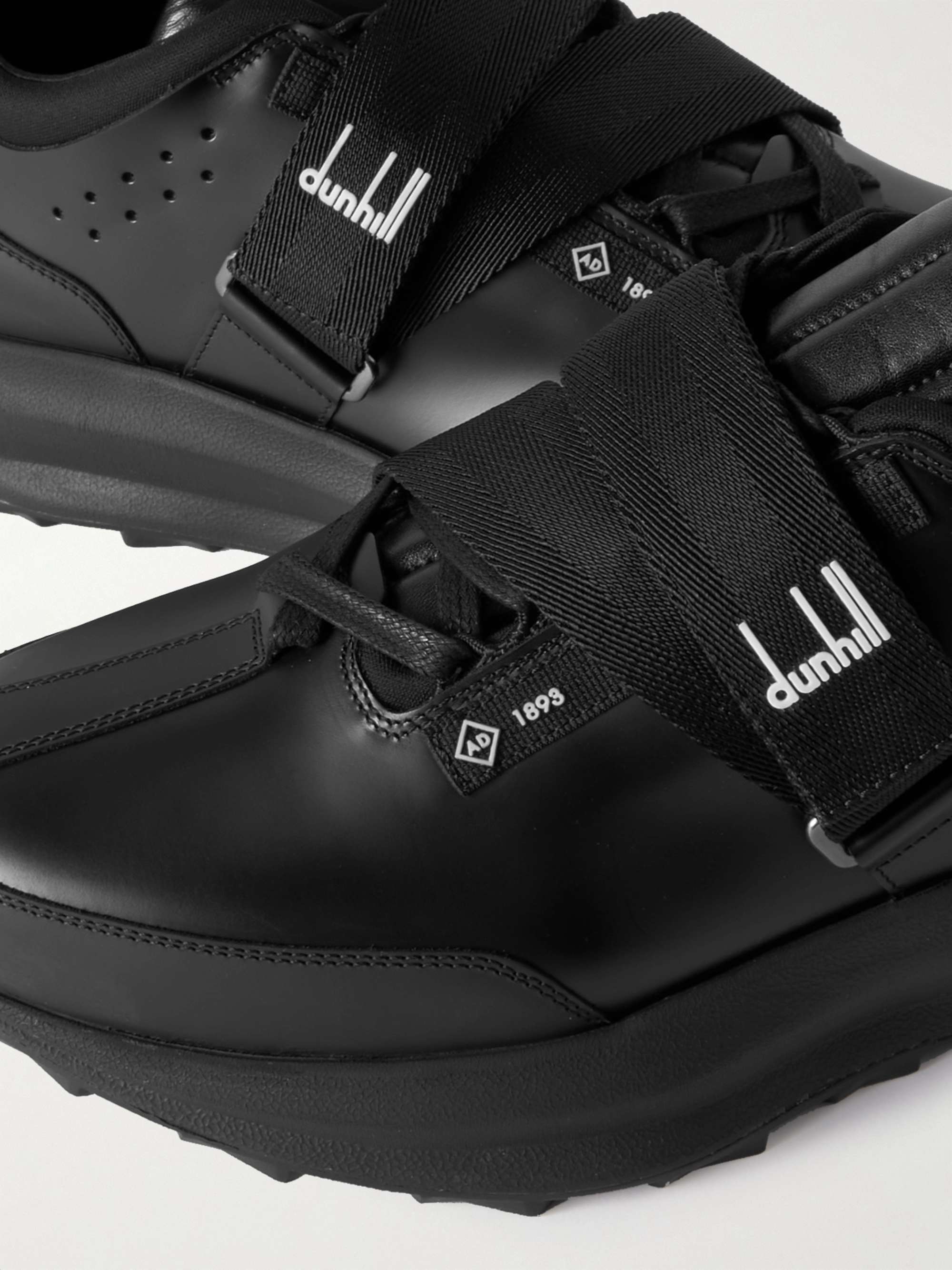 DUNHILL Aerial Runner Rubber-Trimmed Leather Sneakers