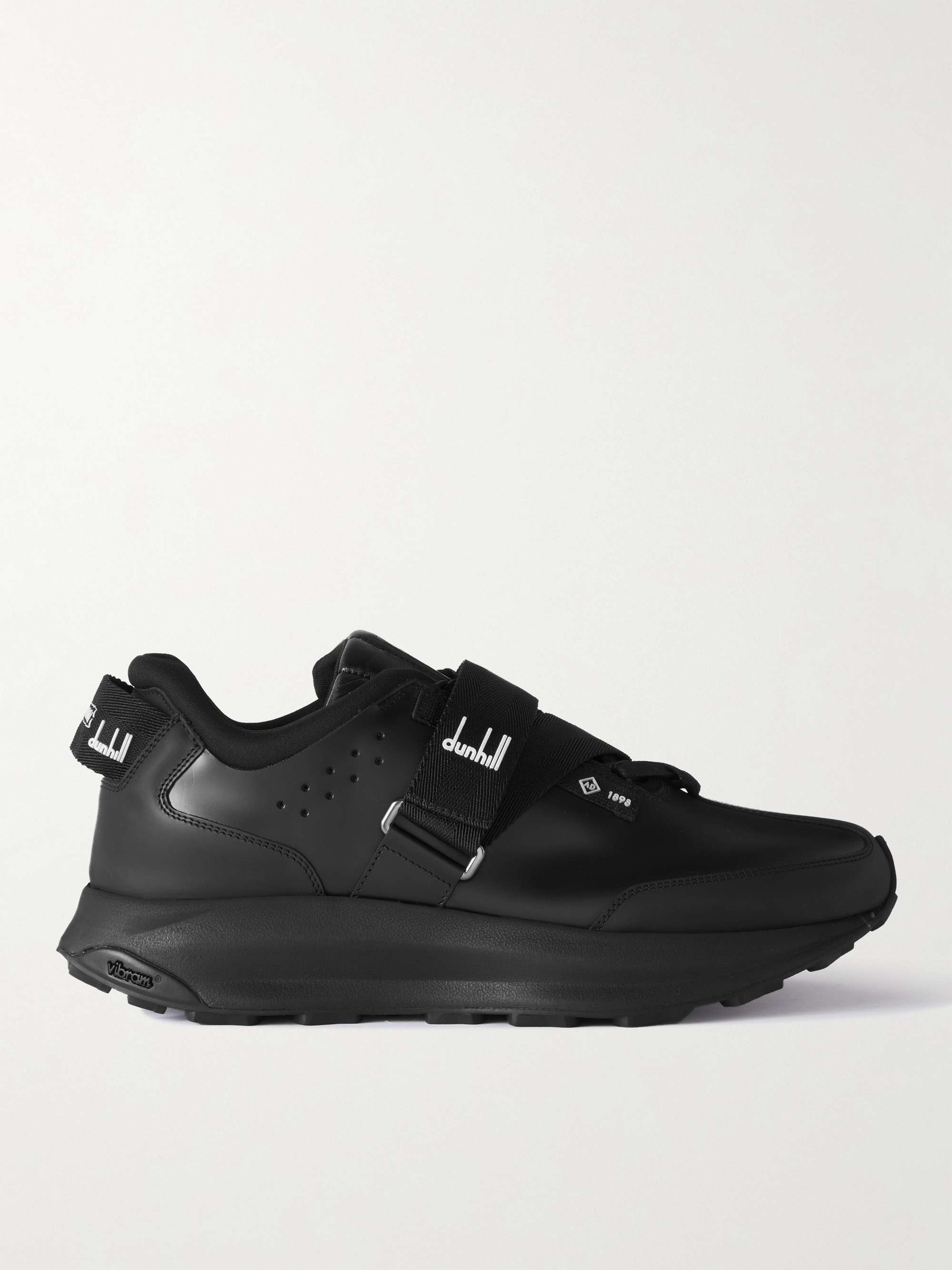 DUNHILL Aerial Runner Rubber-Trimmed Leather Sneakers