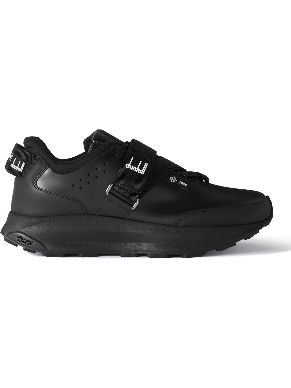 Dunhill Aerial Runner Rubber-trimmed Leather Sneakers In Black