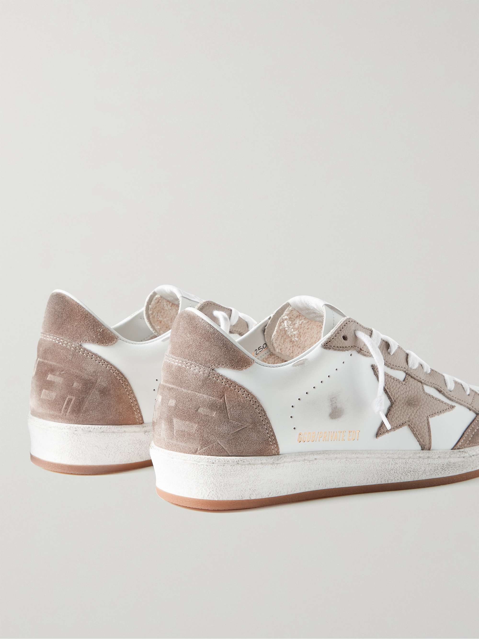 GOLDEN GOOSE Ballstar Distressed Leather and Suede Sneakers