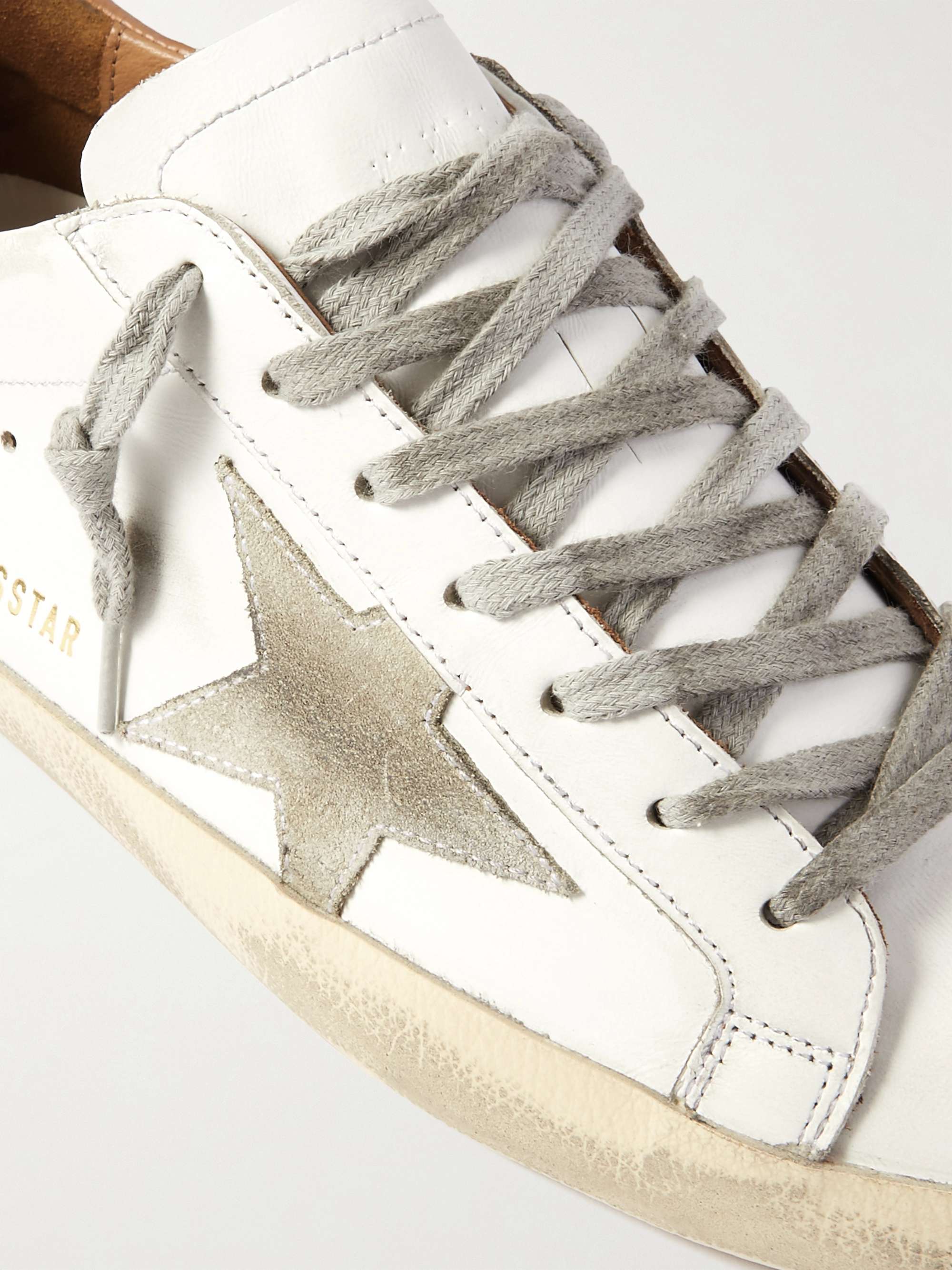 GOLDEN GOOSE Superstar Distressed Leather and Suede Sneakers