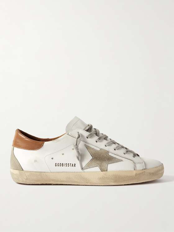 mrporter.com | GOLDEN GOOSE Superstar Distressed Leather and Suede Sneakers