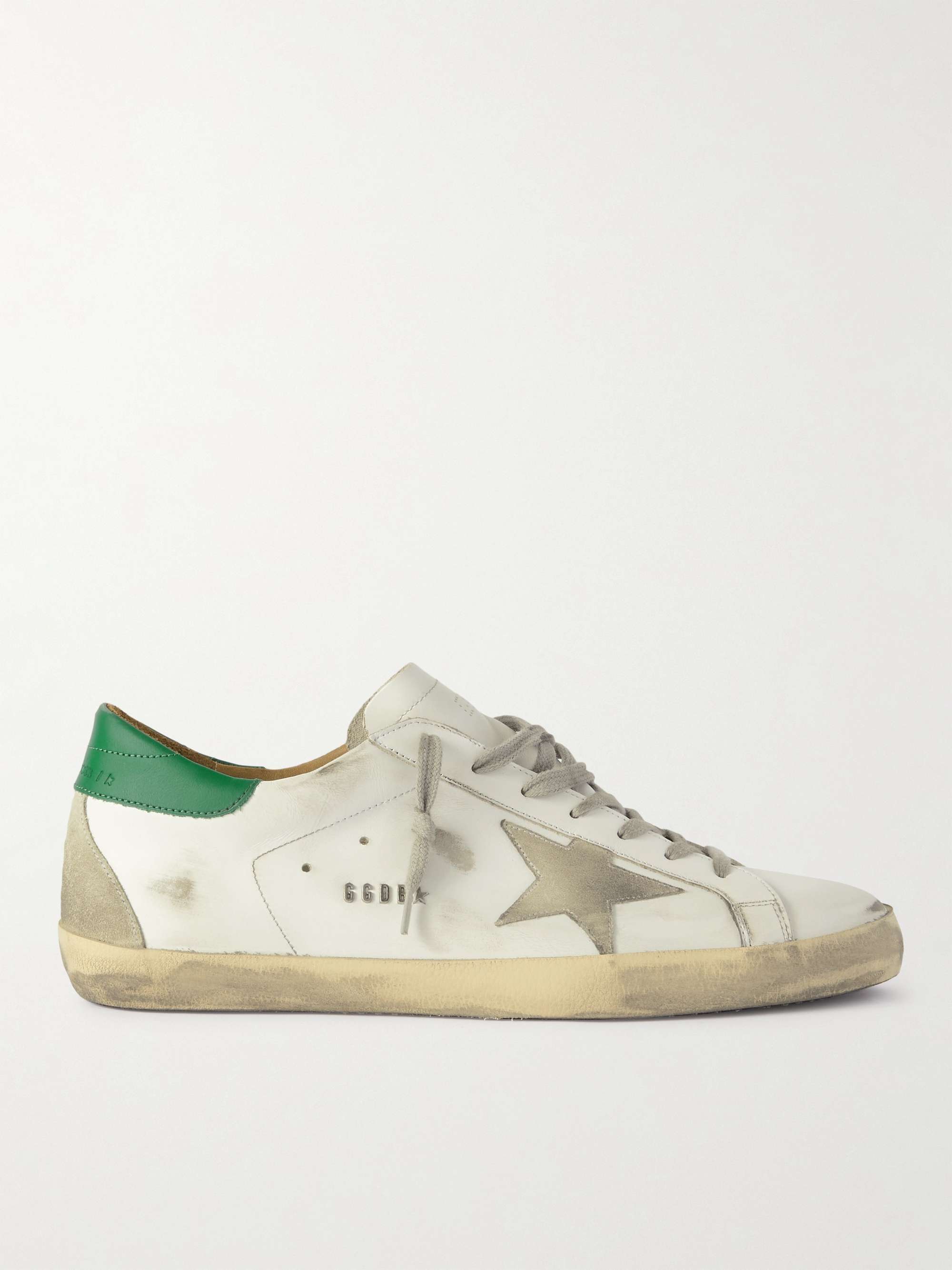 mrporter.com | Superstar Distressed Leather and Suede Sneakers