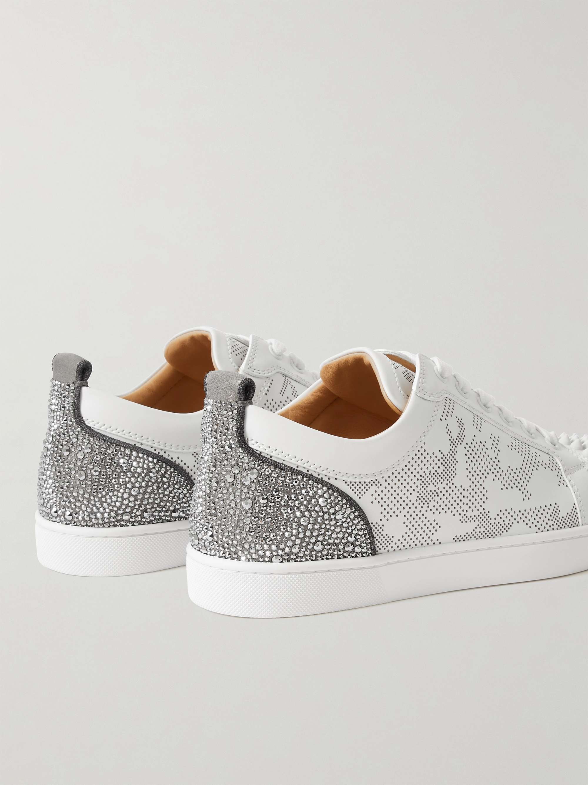 CHRISTIAN LOUBOUTIN Louis Junior Spikes Embellished Perforated Leather Sneakers