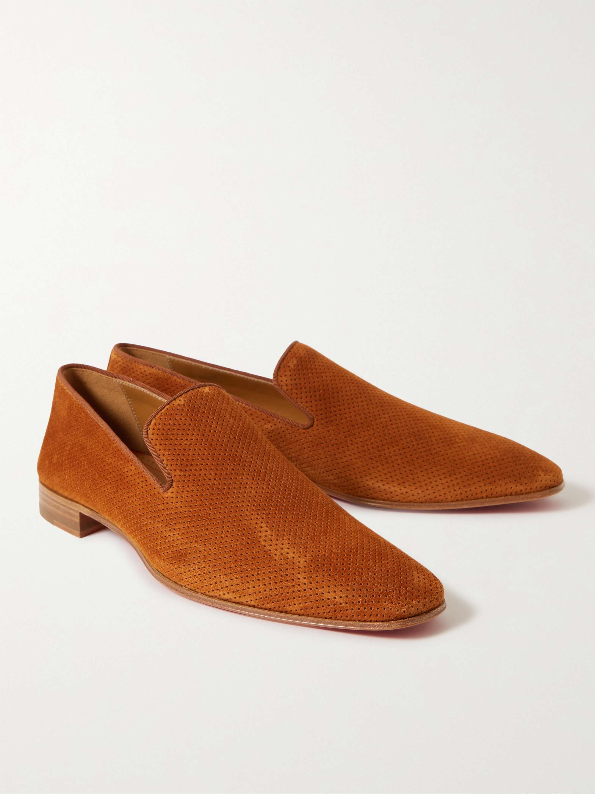 CHRISTIAN LOUBOUTIN Dandelion Perforated Suede Loafers