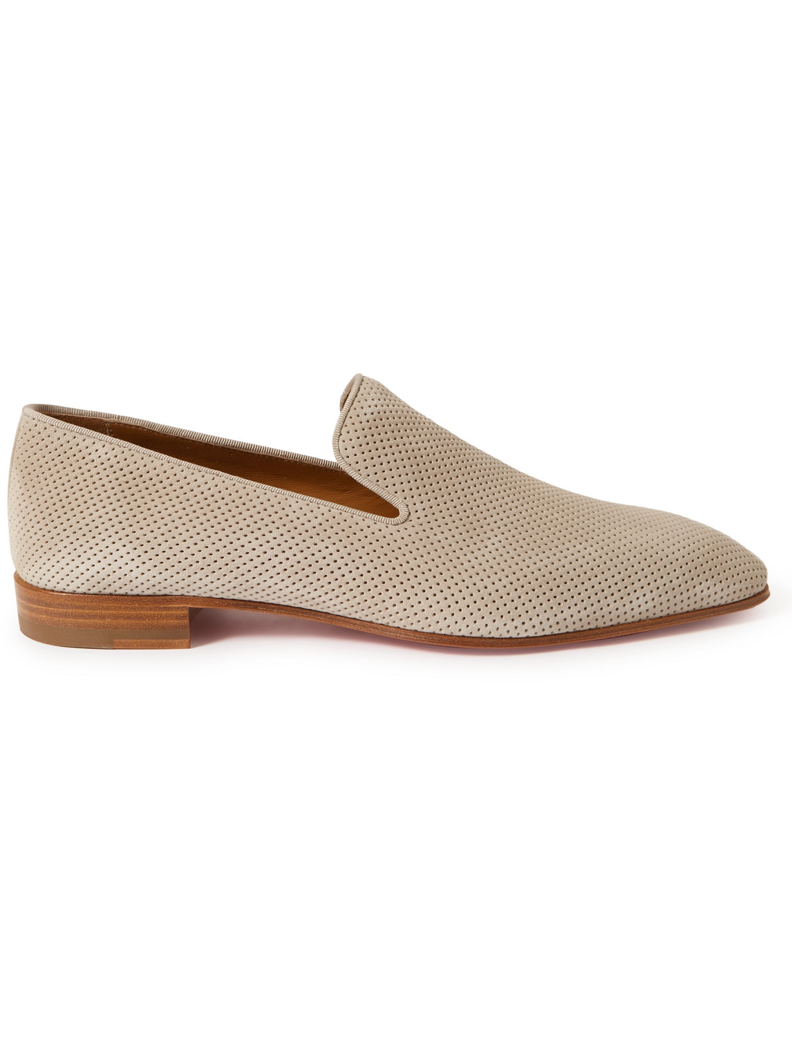 Christian Louboutin Dandelion Perforated Suede Loafers In Neutrals