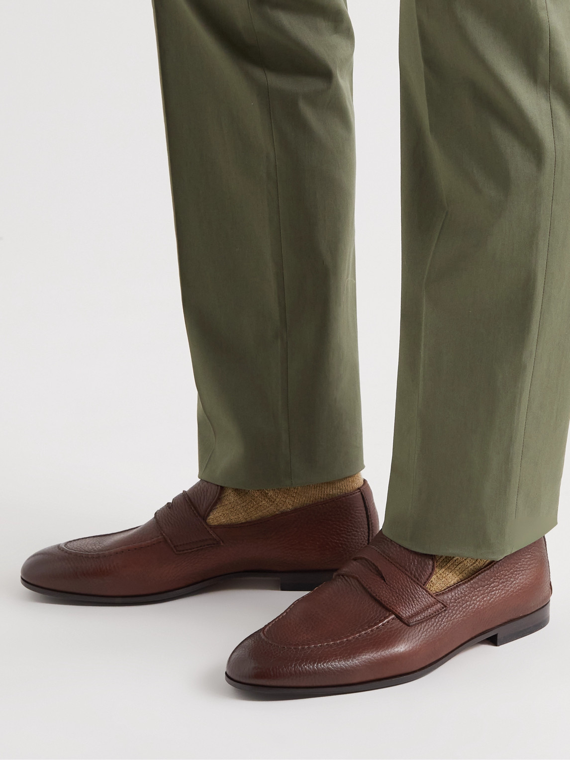 Brunello Cucinelli Full-grain Leather Penny Loafers In Brown