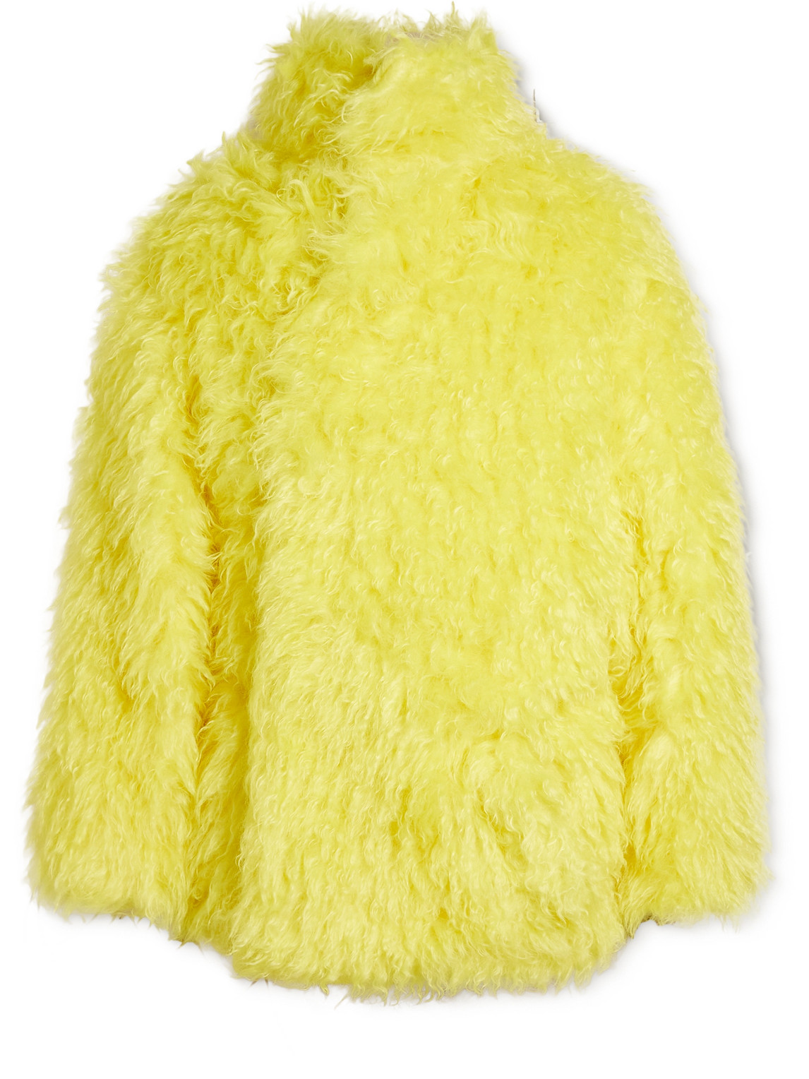 Balenciaga Padded Mohair And Cotton-blend Faux Fur Jacket In Yellow