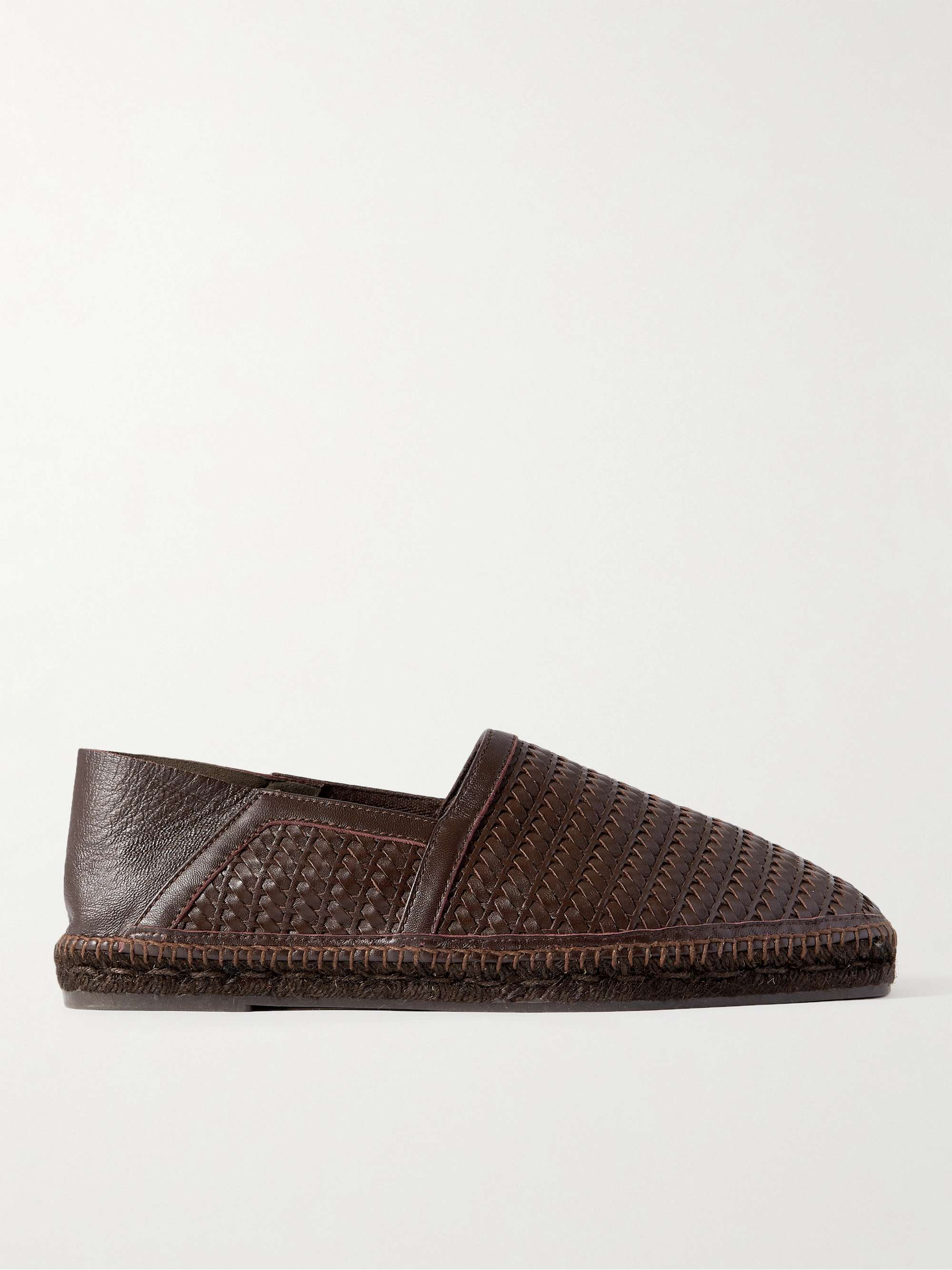 TOM FORD Barnes Collapsible-Heel Woven Leather Espadrilles