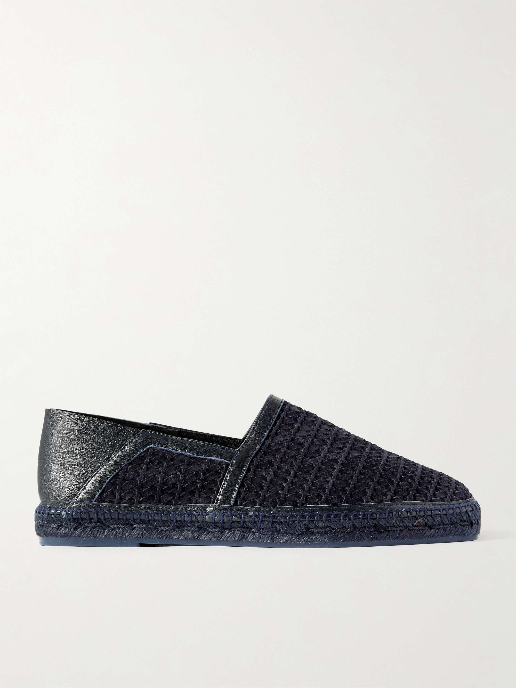 TOM FORD Barnes Collapsible-Heel Woven Suede and Leather Espadrilles
