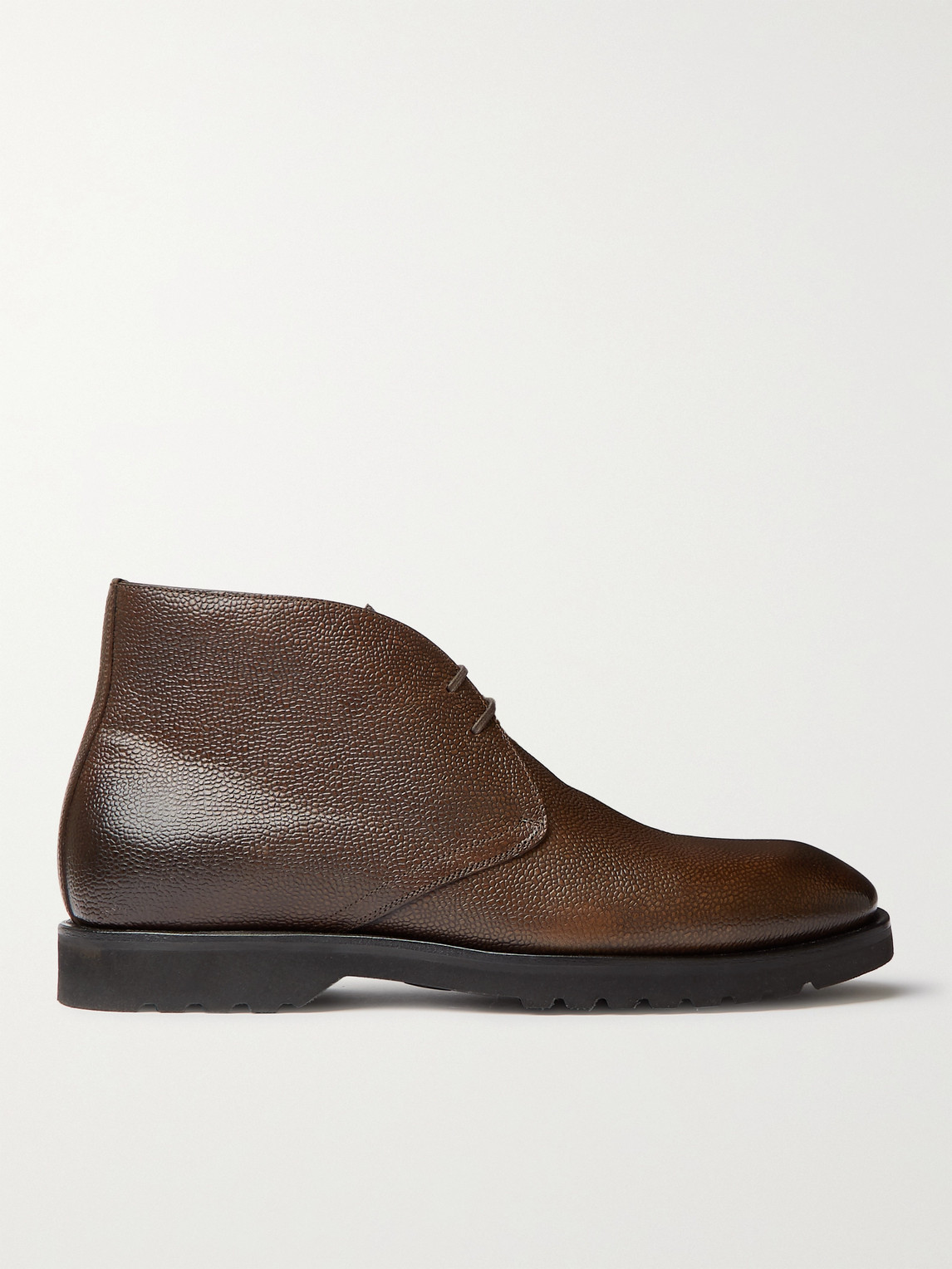 Tom Ford Kensington Pebble-grain Leather Desert Boots In Brown