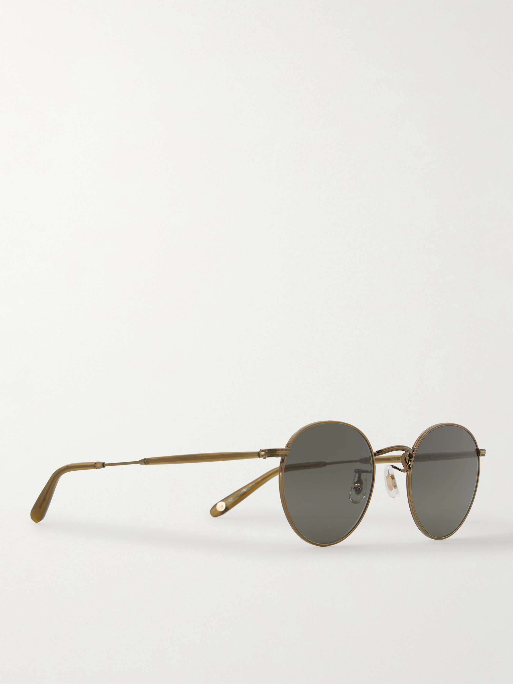 GARRETT LEIGHT CALIFORNIA OPTICAL Wilson M Round-Frame Gold-Tone Sunglasses