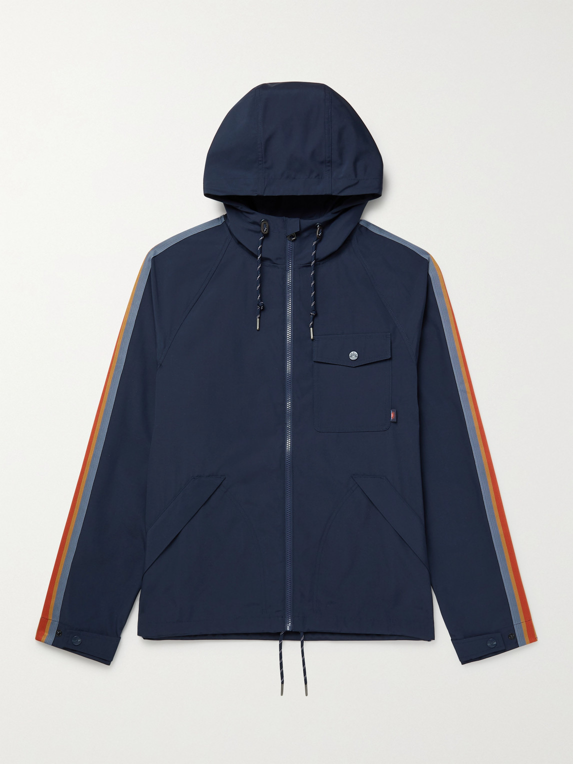 FAHERTY ALL CONDITIONS WEBBING-TRIMMED RECYCLED SHELL HOODED JACKET