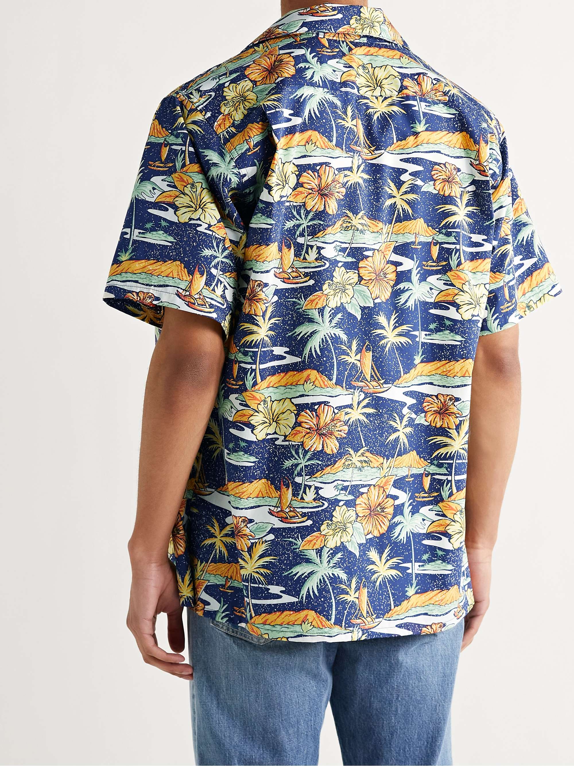GO BAREFOOT Old Hawaii Camp-Collar Printed Cotton Shirt