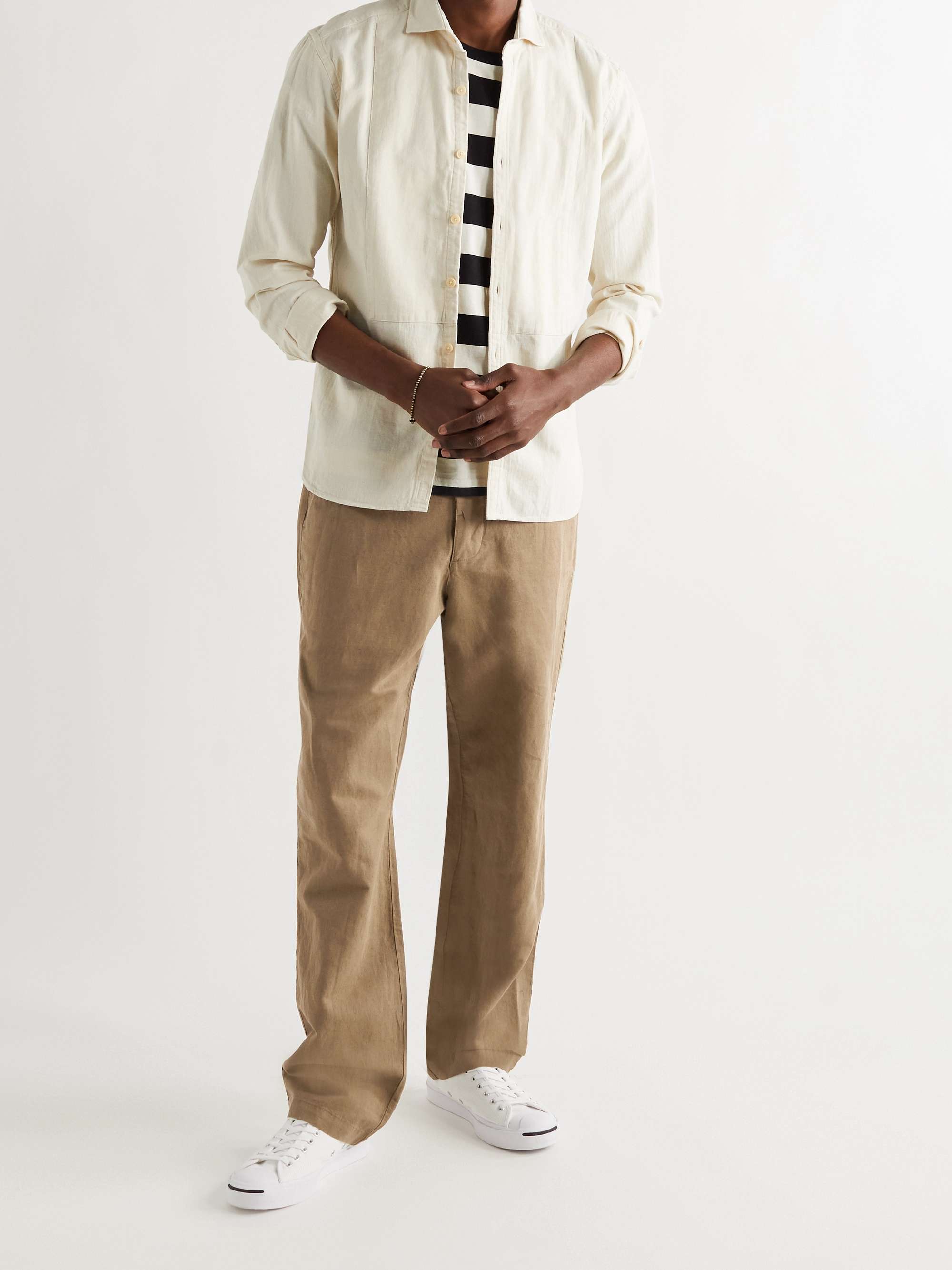 OLIVER SPENCER Linen and Cotton-Blend Drawstring Trousers