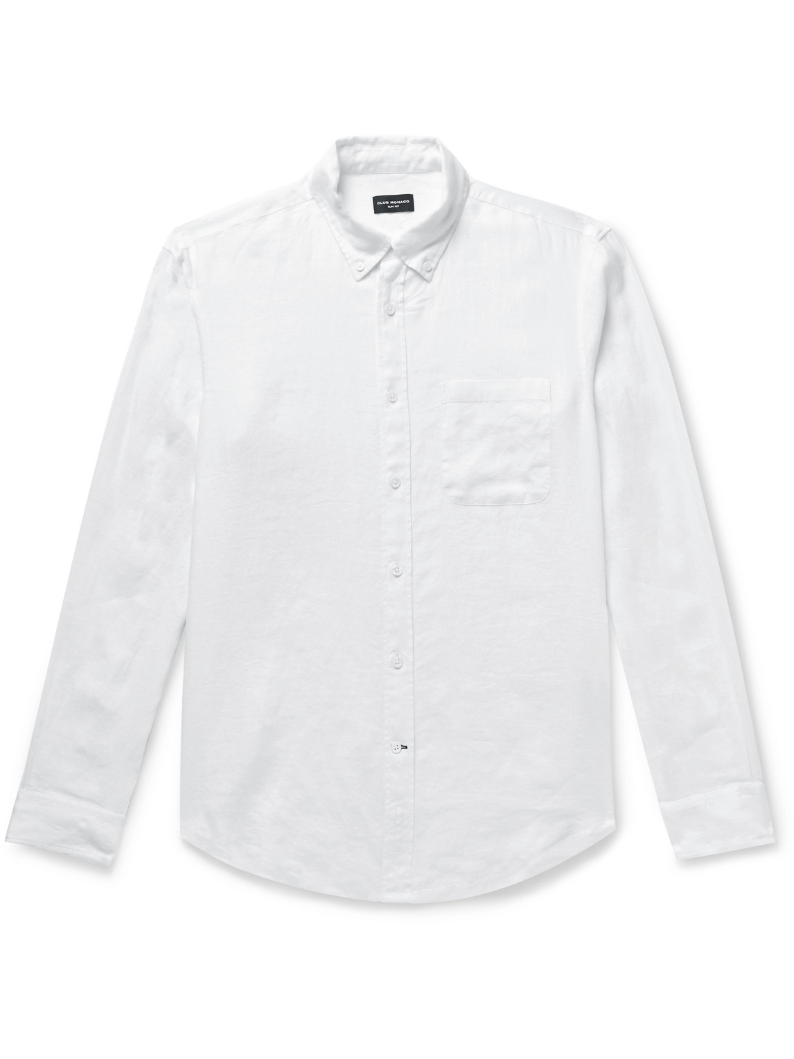 Club Monaco Button-down Collar Linen Shirt In White