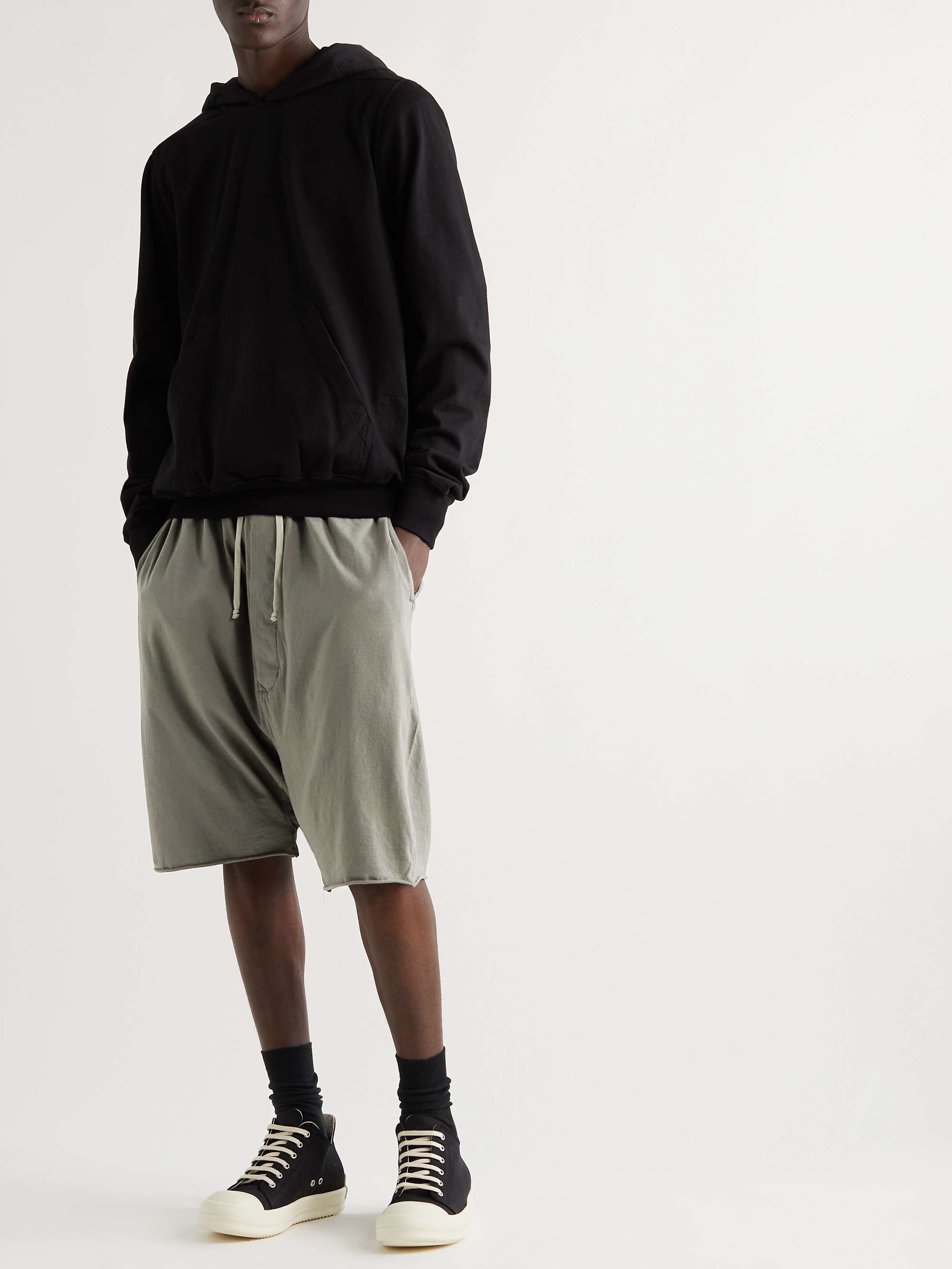 DRKSHDW BY RICK OWENS Pods Organic Cotton-Jersey Drawstring Shorts