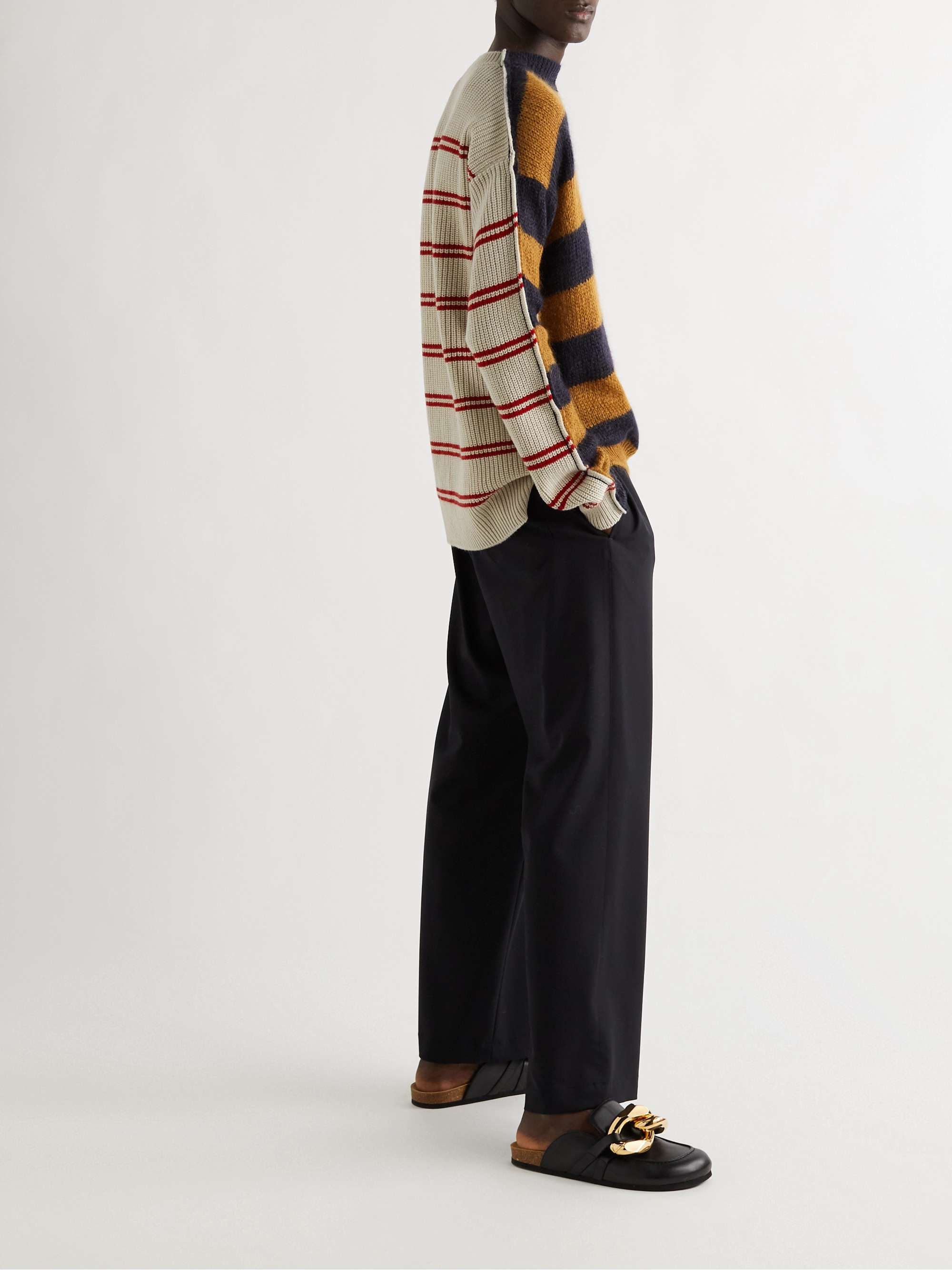 MARNI Panelled Striped Virgin Wool-Blend Sweater