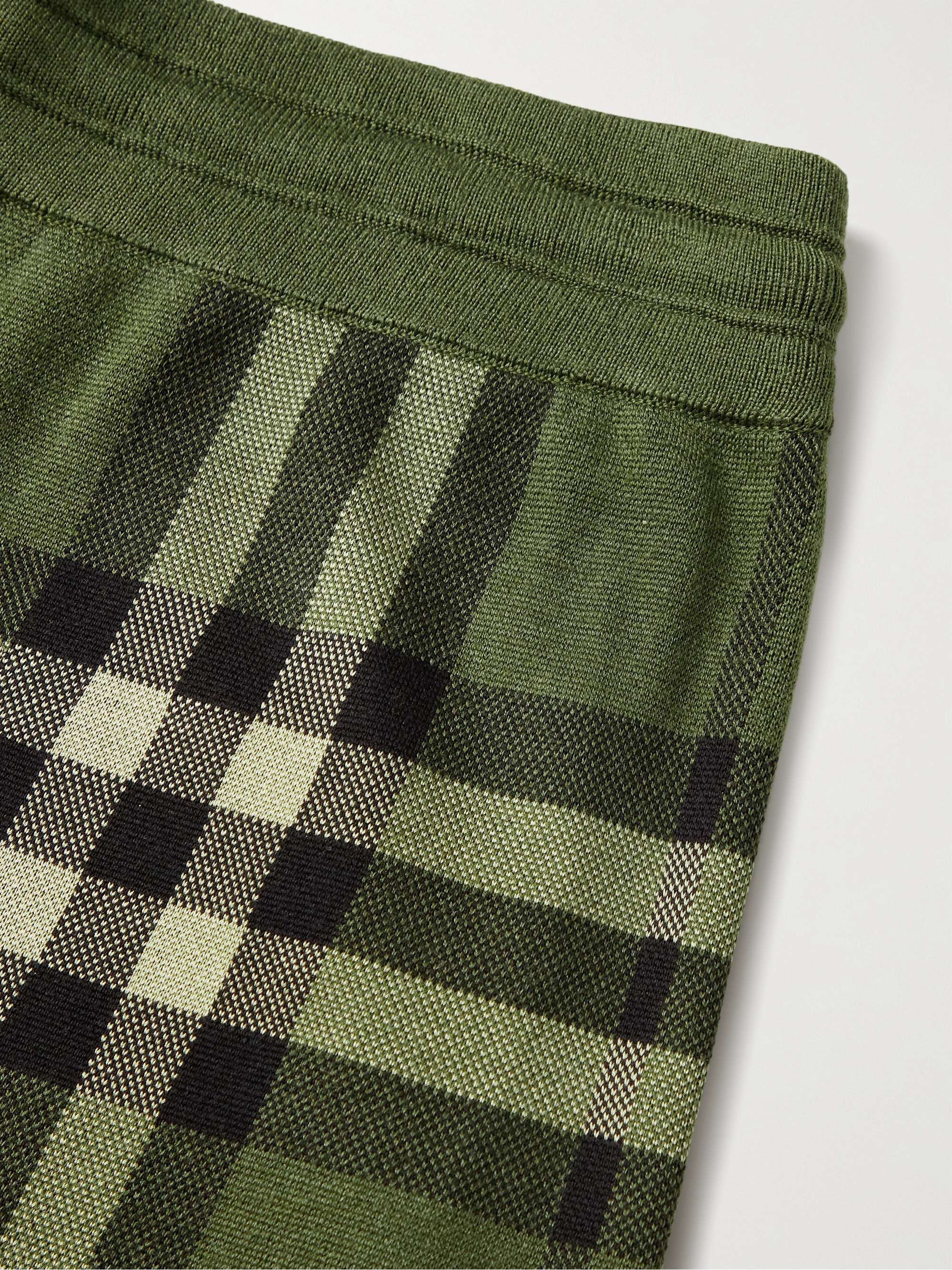 BURBERRY Checked Silk and Wool-Blend Jacquard Drawstring Shorts