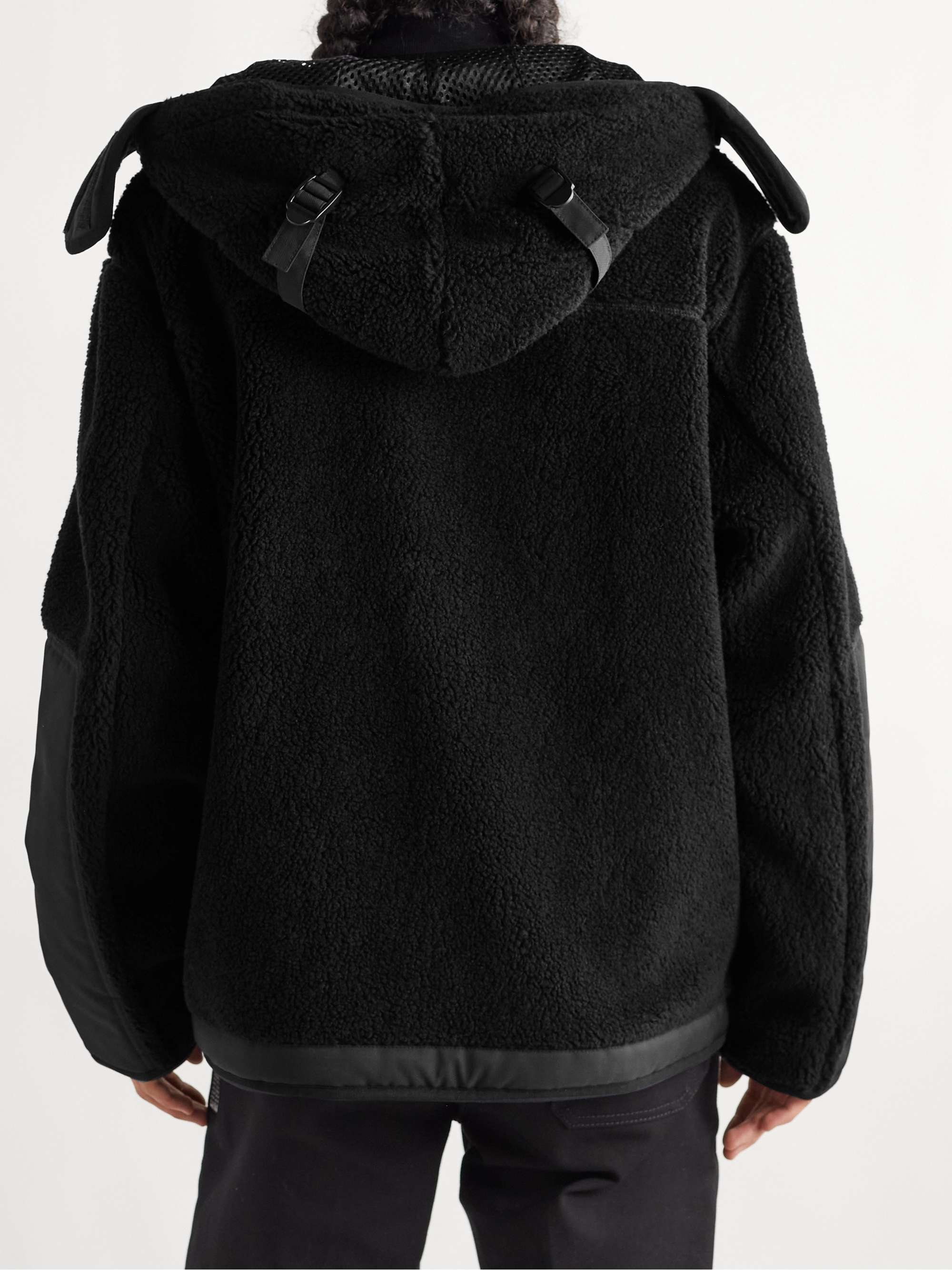 BURBERRY Ripstop-Trimmed Fleece Hooded Jacket