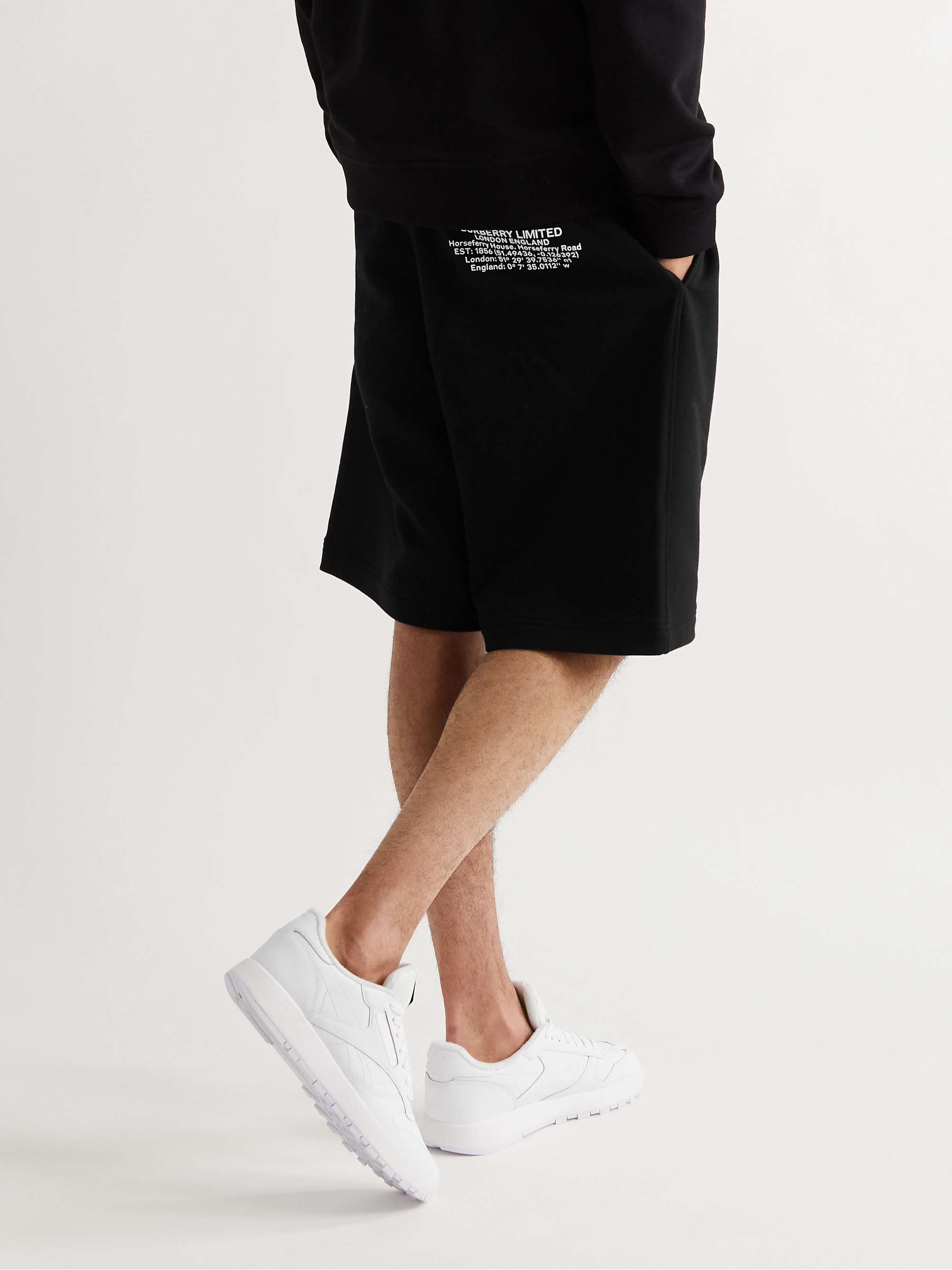 BURBERRY Wide-Leg Logo-Print Cotton-Jersey Shorts
