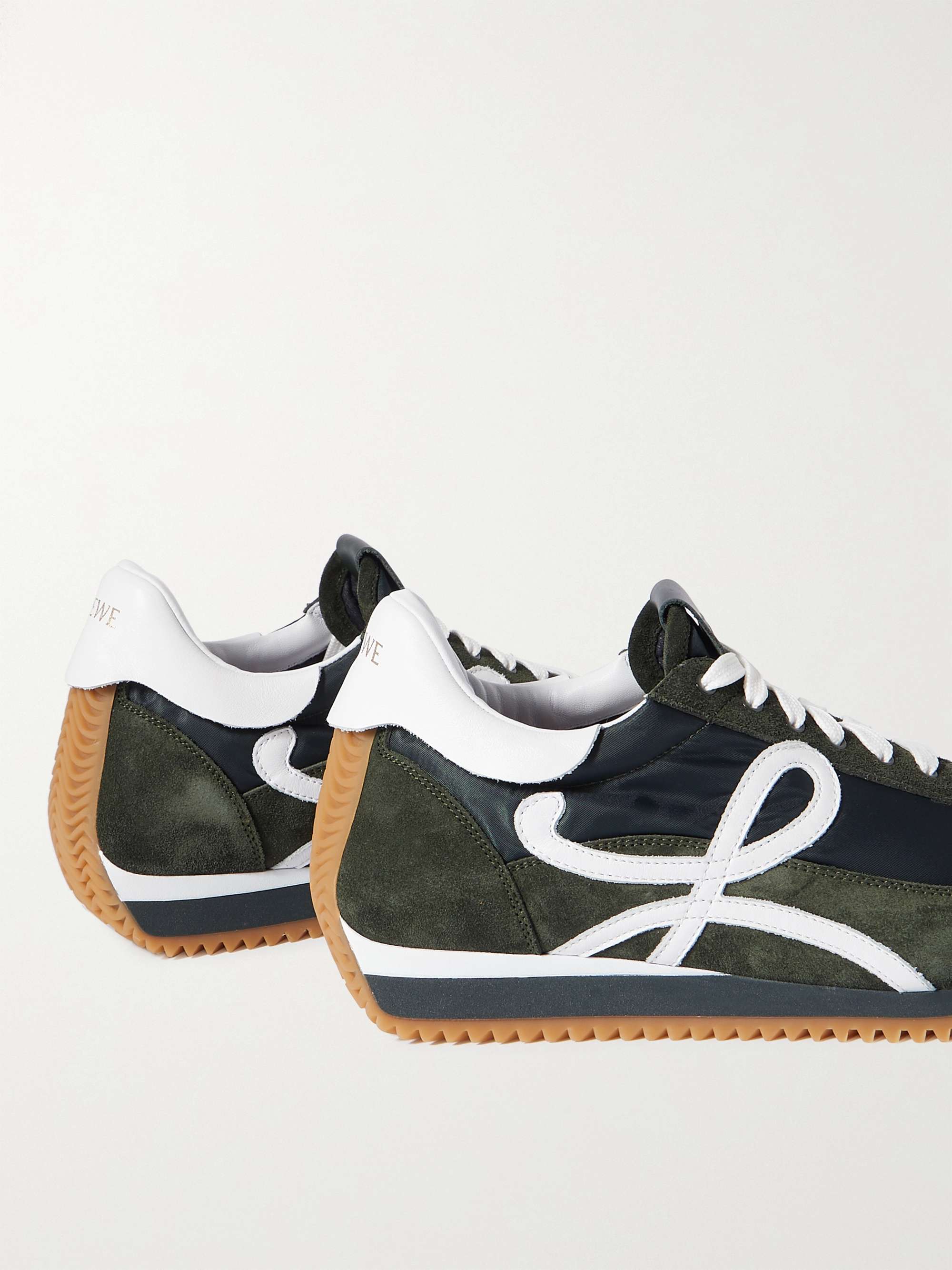 Flow Runner Leather-Trimmed Suede and Nylon Sneakers
