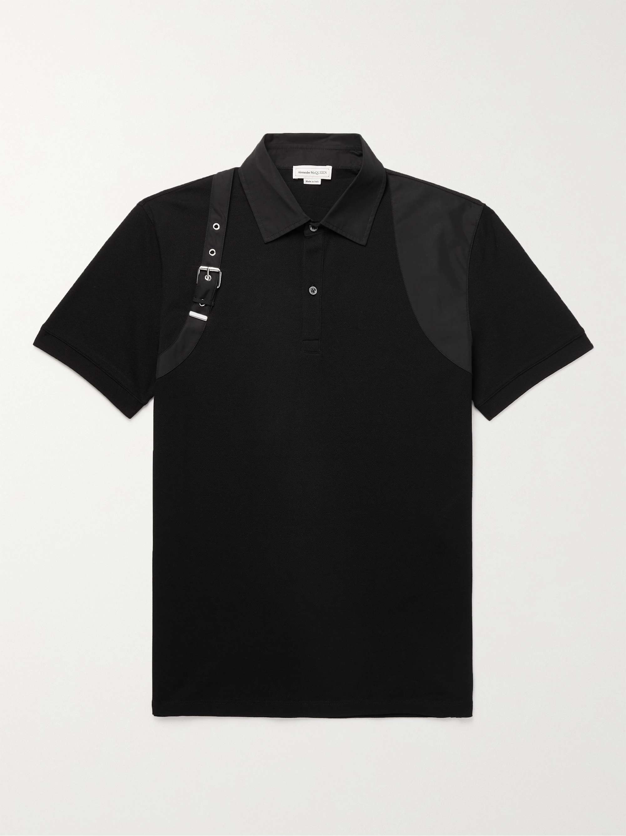 ALEXANDER MCQUEEN Harness-Detailed Cotton-Piqué Polo Shirt