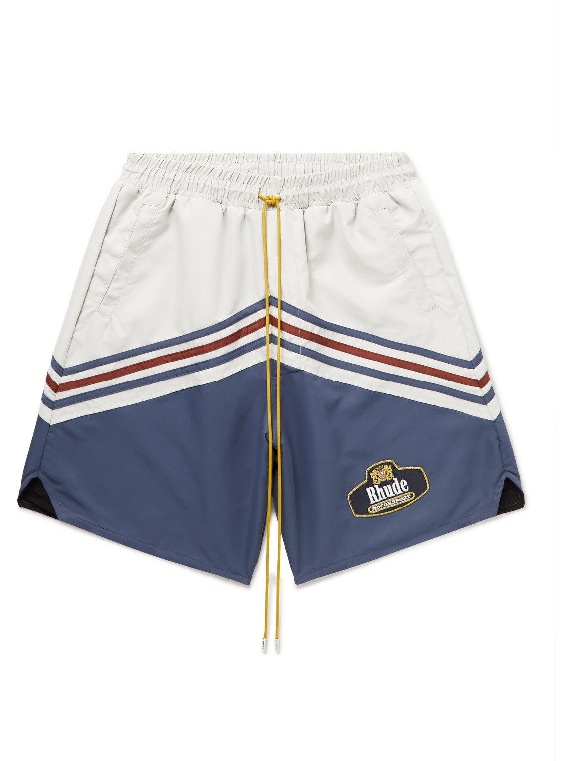 Rhude Monaco Logo-appliquéd Striped Shell Drawstring Shorts In White ...