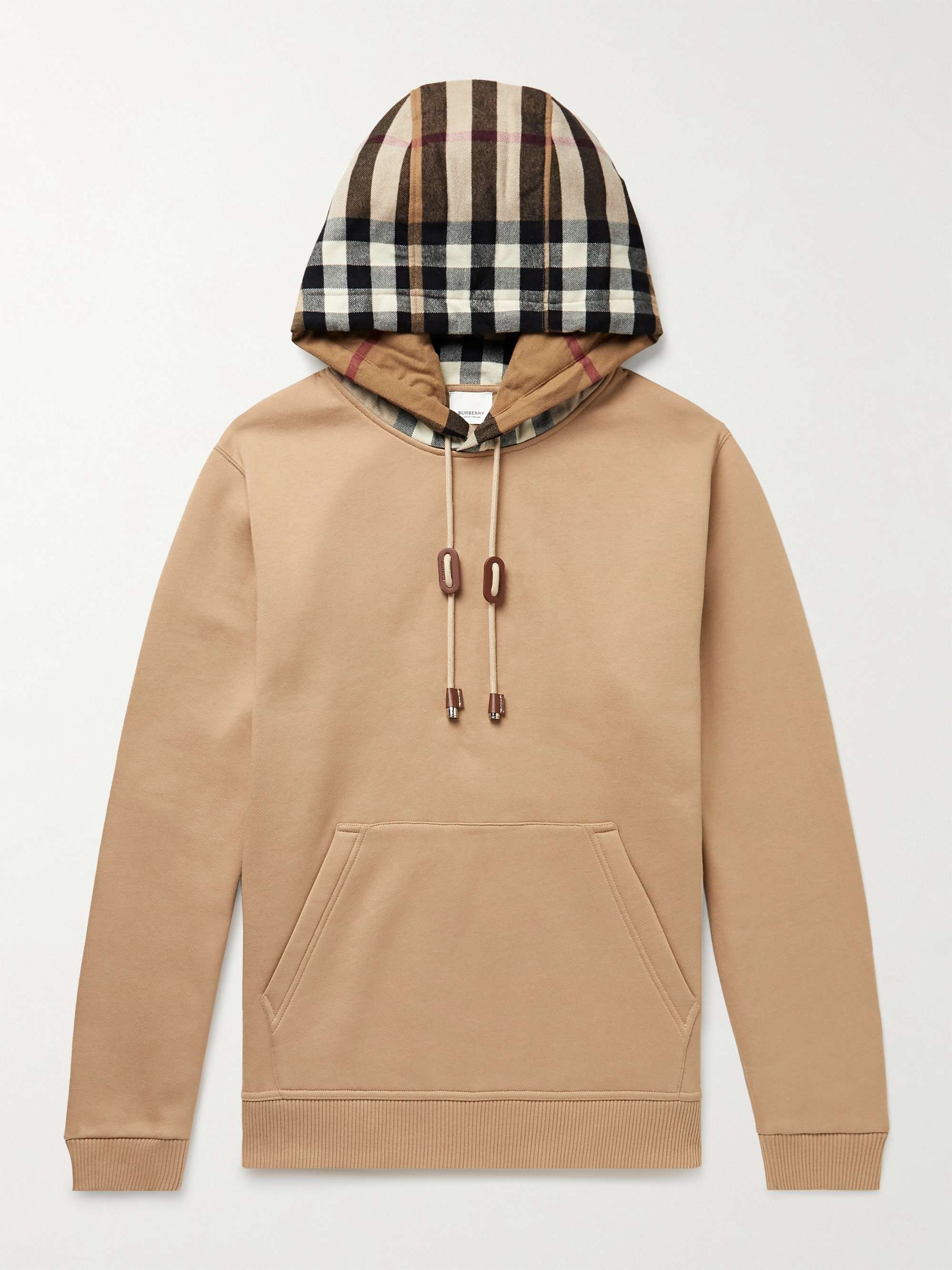 BURBERRY Checked Cotton-Blend Jersey Hoodie