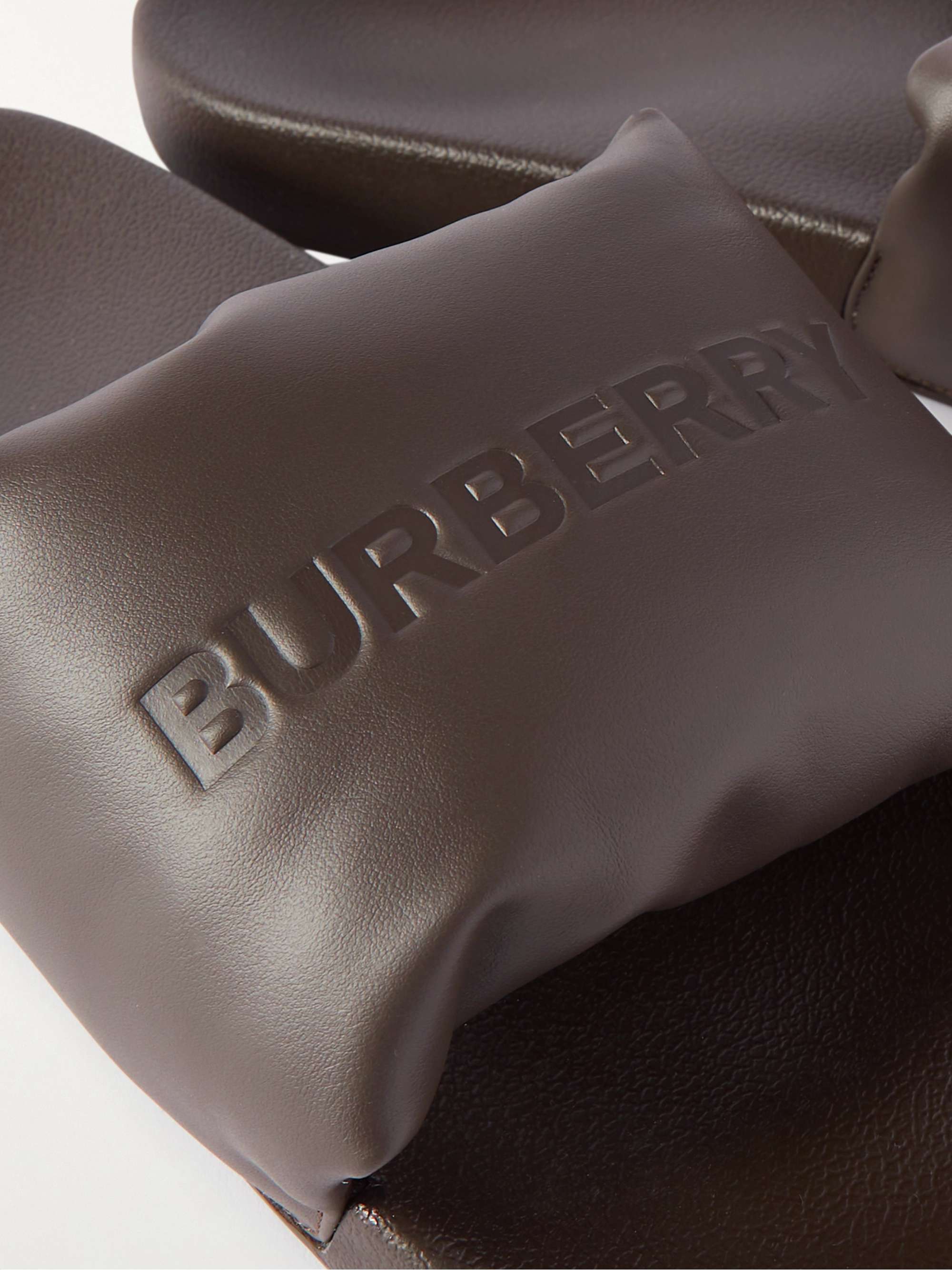 BURBERRY Logo-Debossed Padded Leather Slides