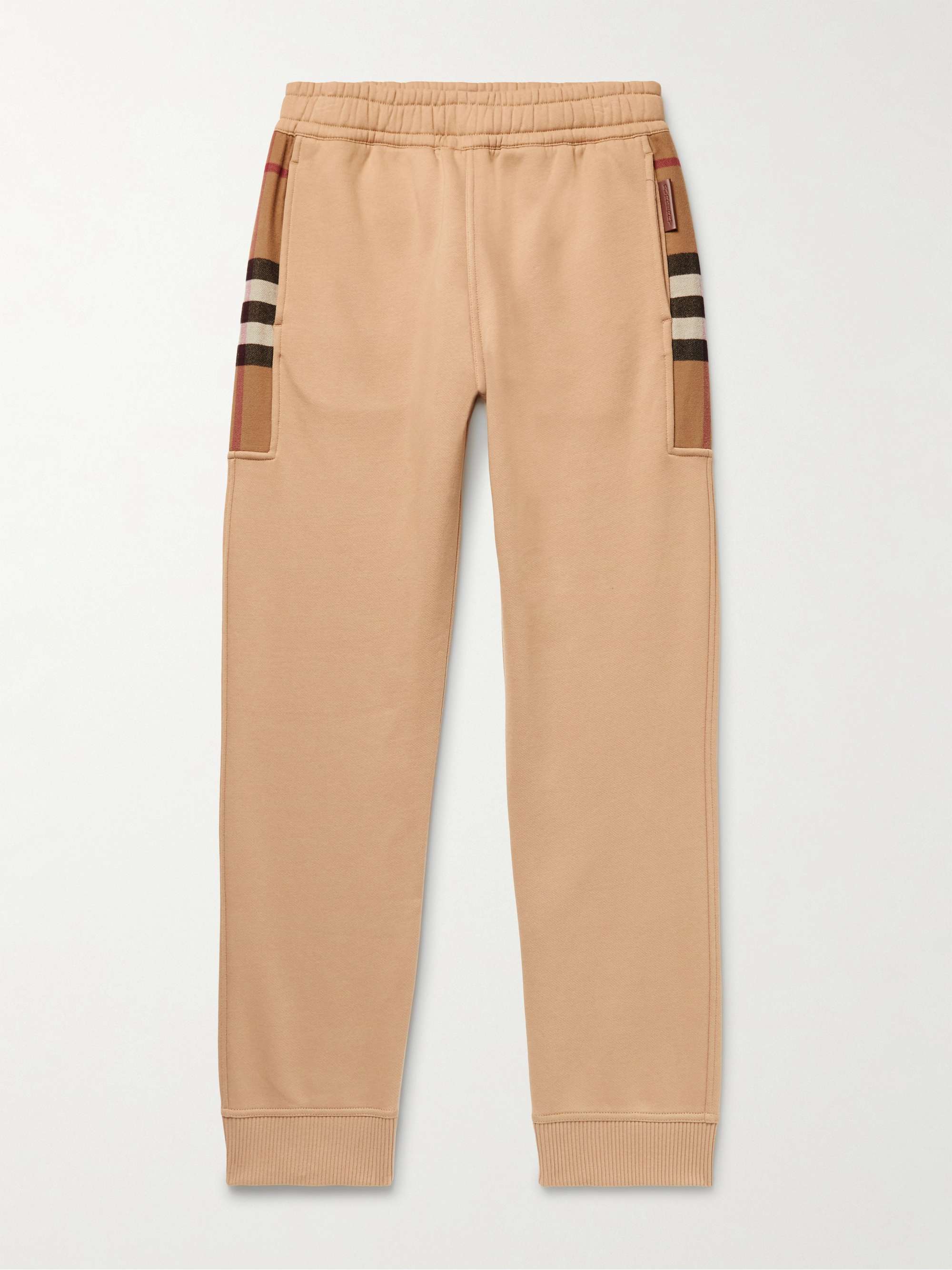 BURBERRY Slim-Fit Tapered Checked Cotton-Blend Jersey Sweatpants