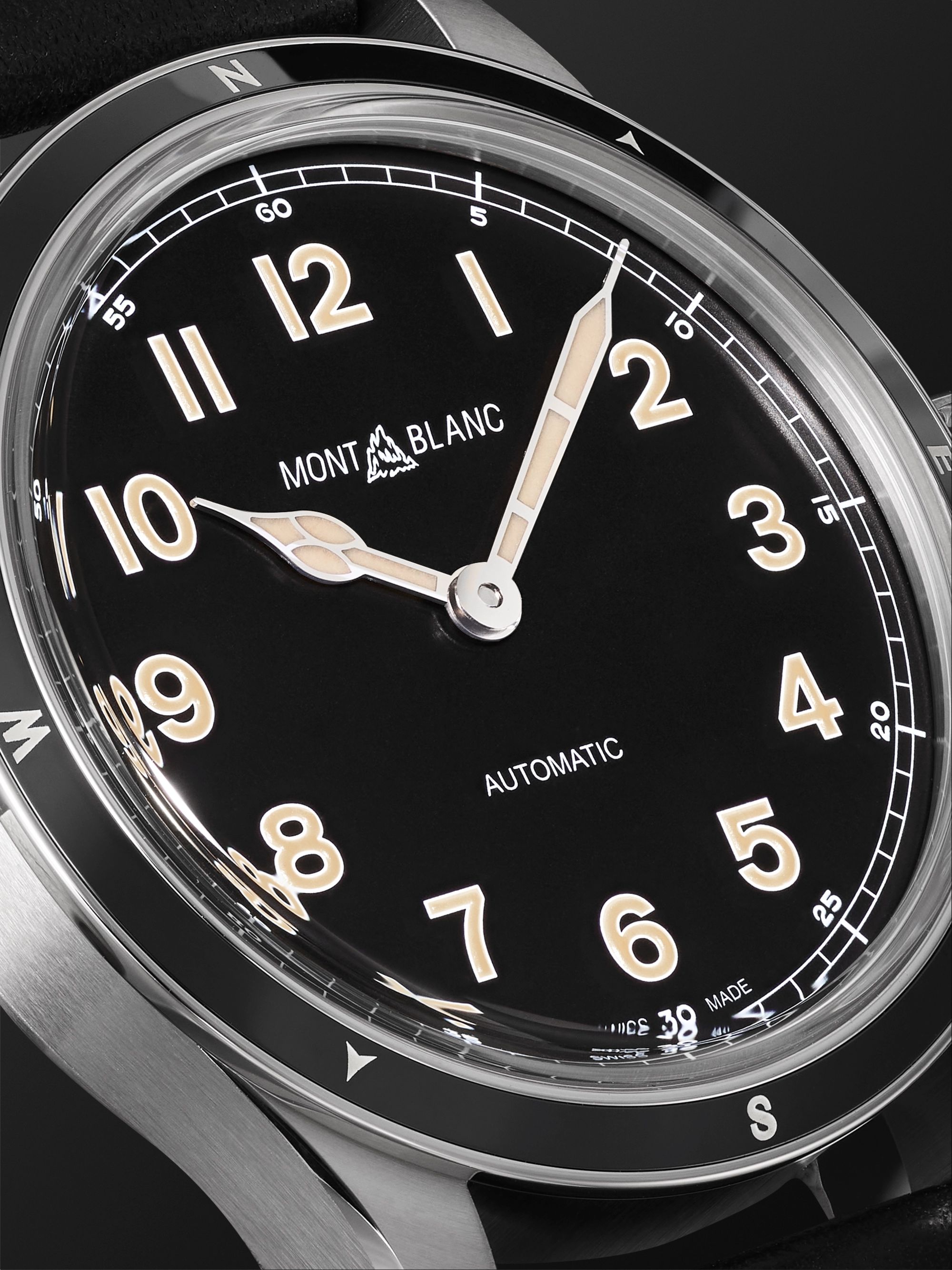 MONTBLANC 1858 Limited Edition Automatic 40mm Stainless Steel and Leather Watch, Ref. No. 126760