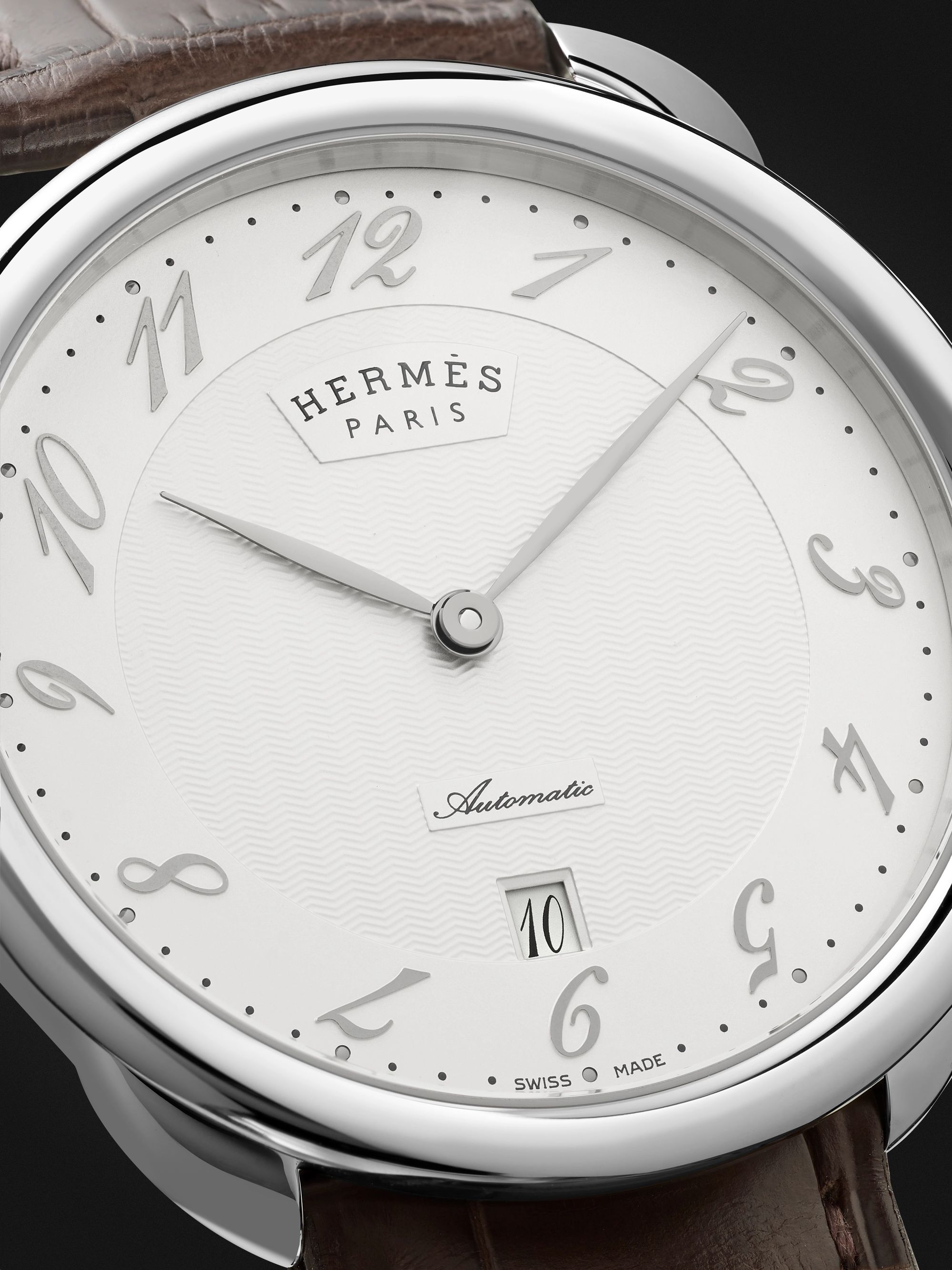 HERMÈS TIMEPIECES Arceau Automatic 40mm Steel and Alligator Watch, Ref. No. 055562WW00