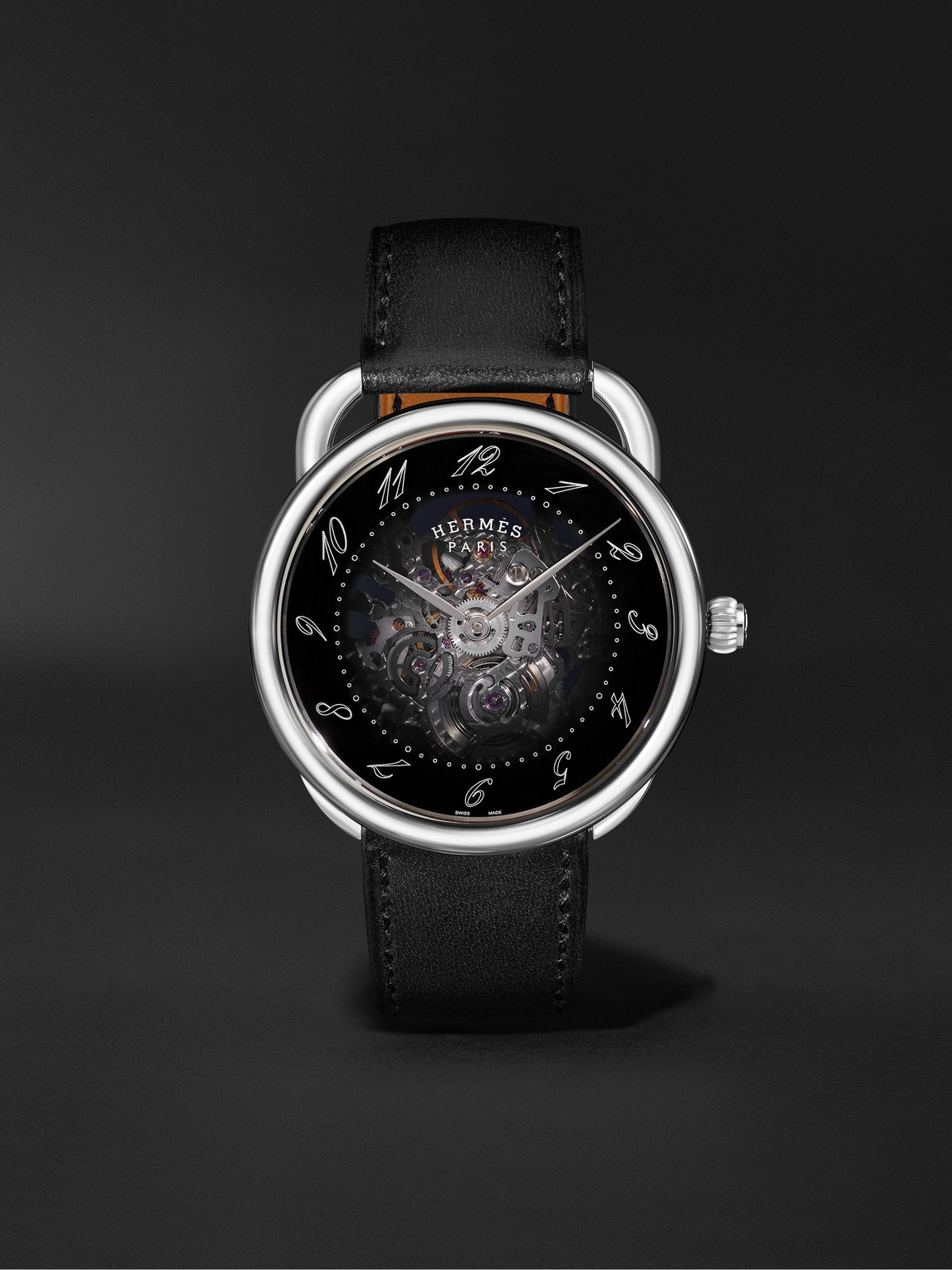 Hermès Timepieces Arceau Squelette Automatic 40mm Stainless Steel And Leather Watch, Ref. No. W055631ww00 In Black