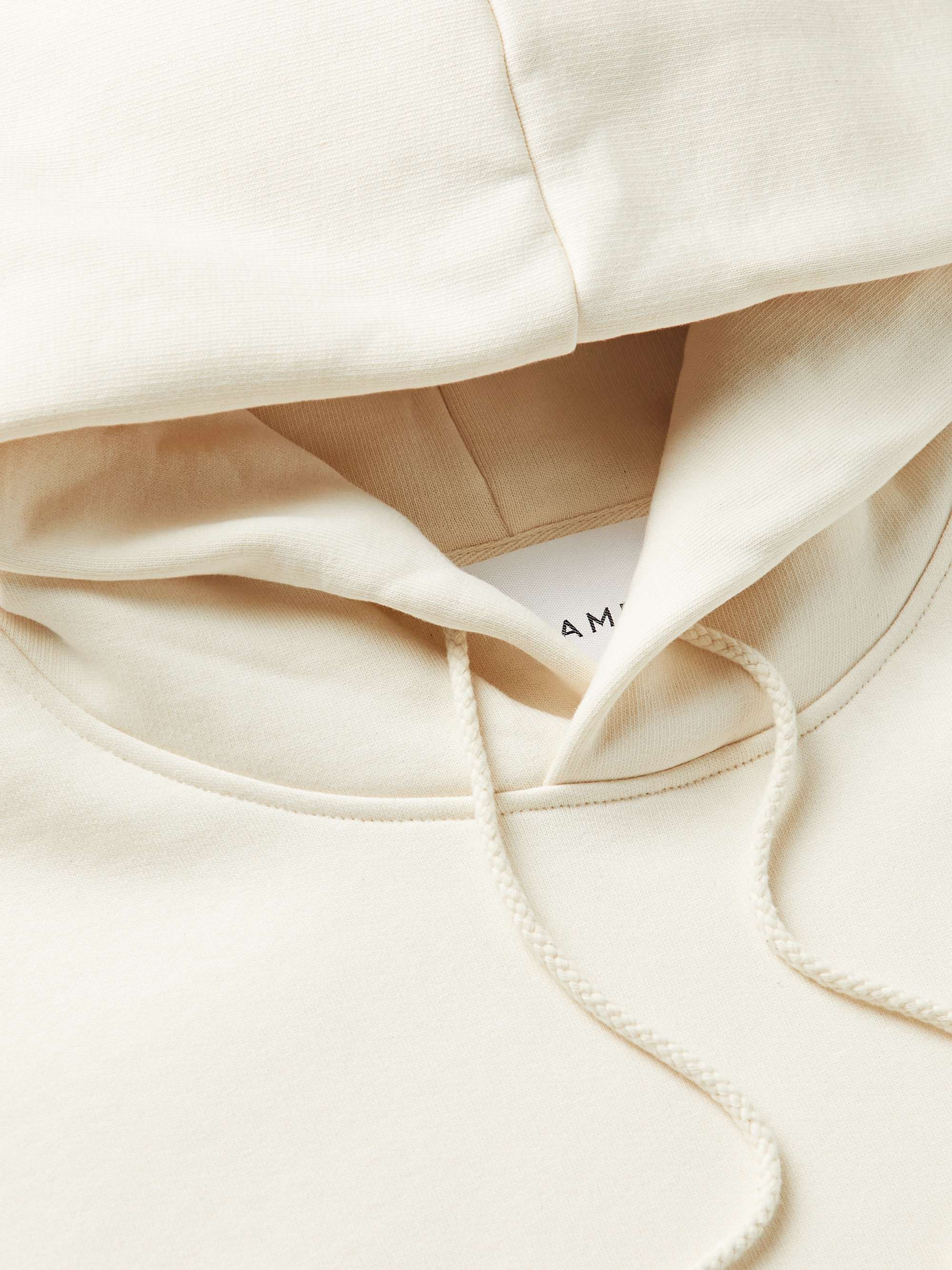 FRAME Logo-Appliquéd Fleece-Back Cotton-Blend Jersey Hoodie