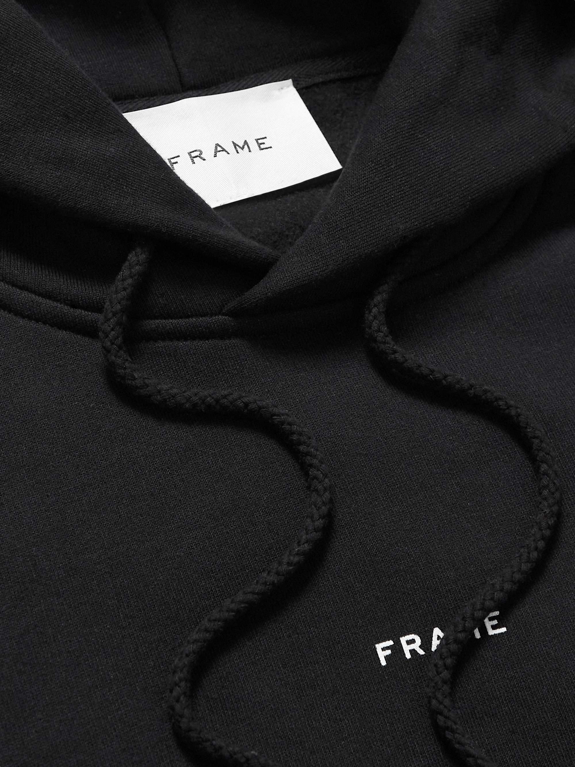 FRAME Logo-Print Fleece-Back Cotton-Blend Jersey Hoodie