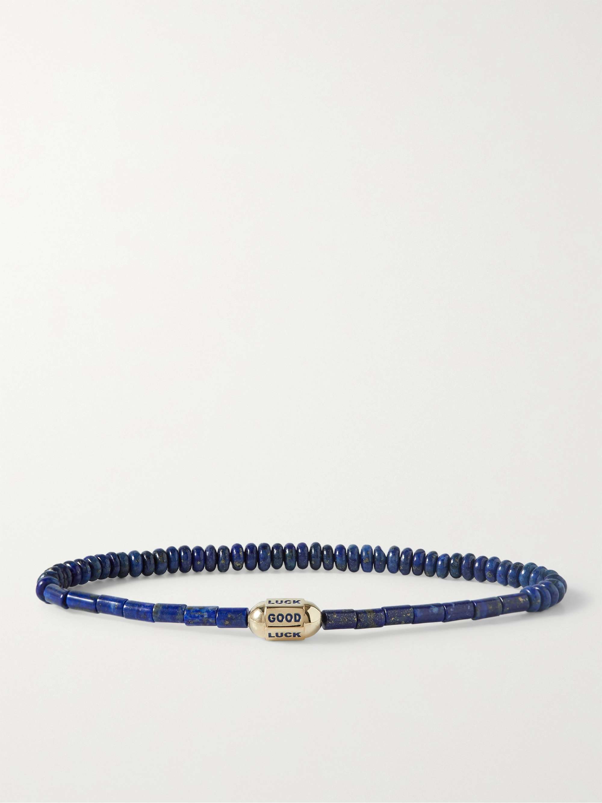 LUIS MORAIS 14-Karat Gold Lapis Lazuli Beaded Bracelet