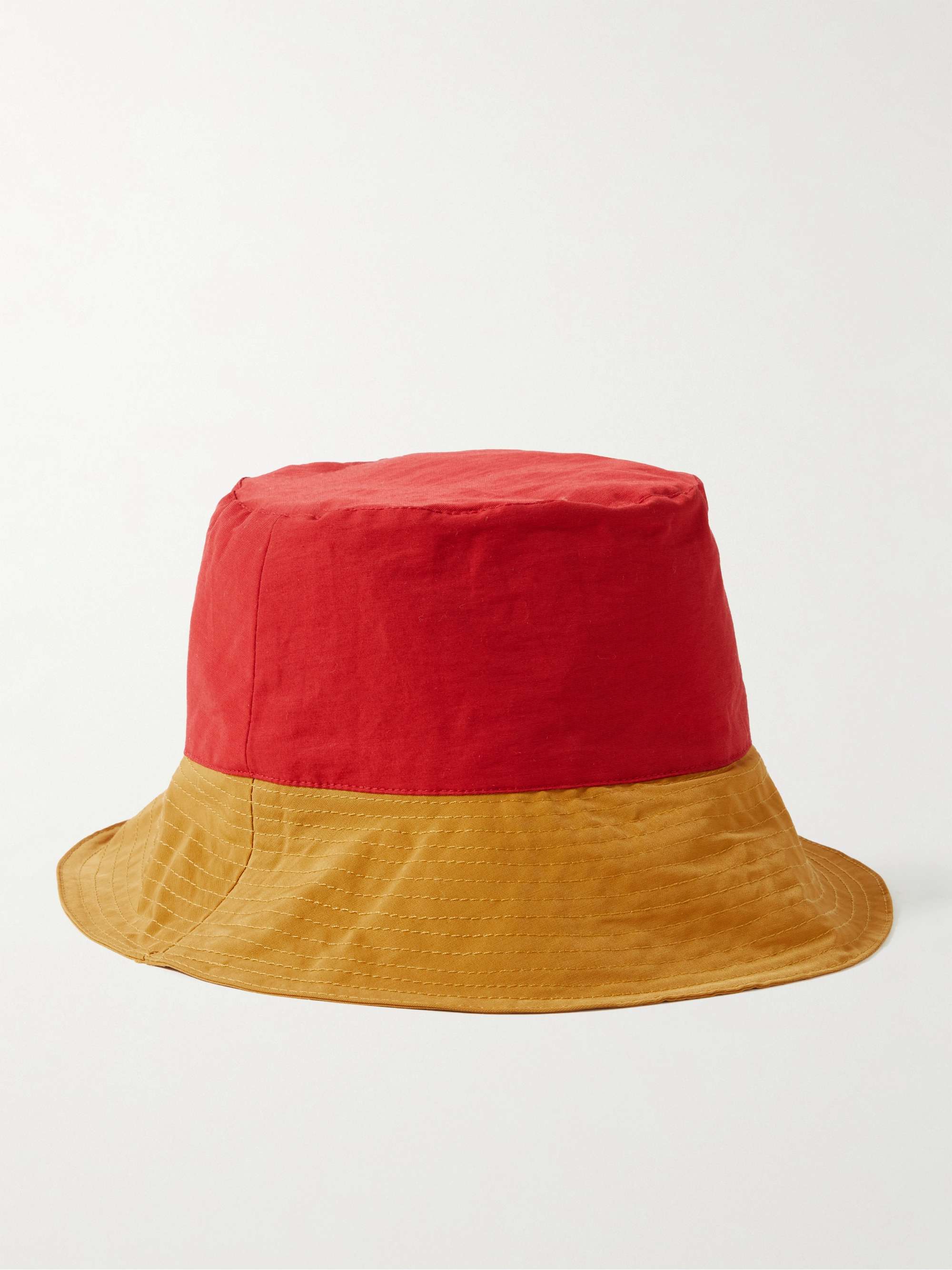 BODE Appliquéd Colour-Block Cotton-Blend Faille Bucket Hat