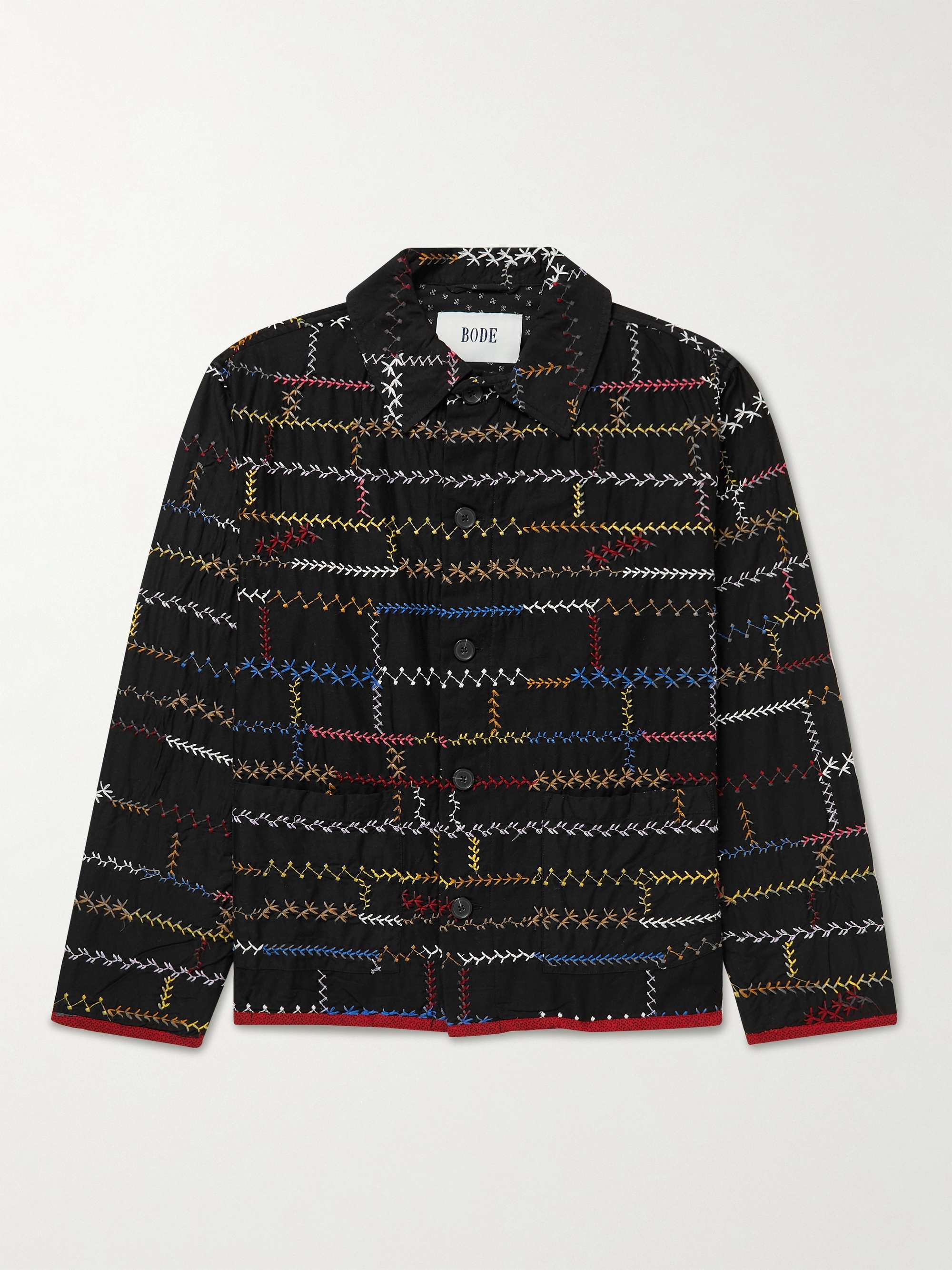 BODE Crazy Quilt Embroidered Cotton Jacket