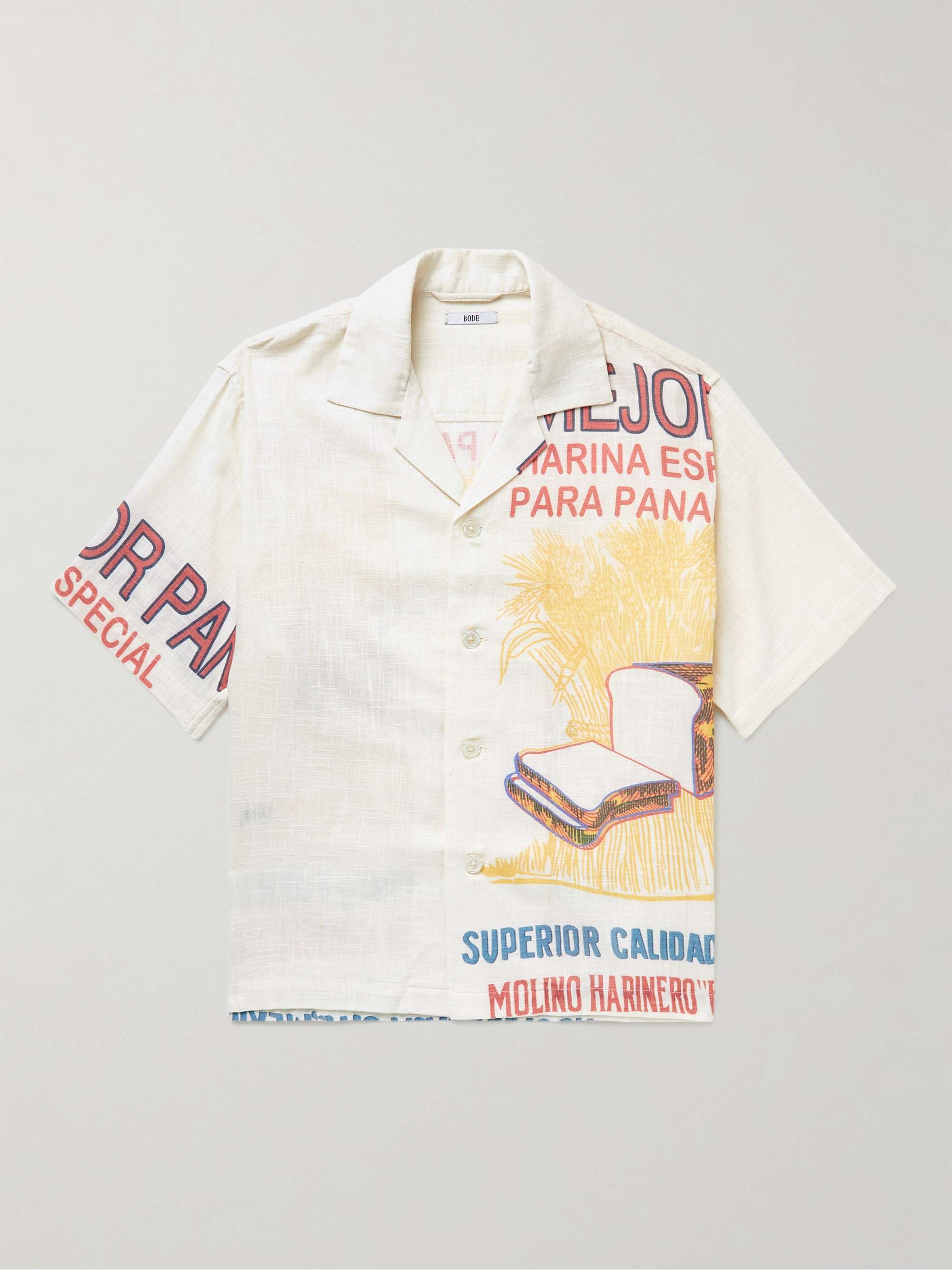 BODE Camp-Collar Printed Cotton-Gauze Shirt