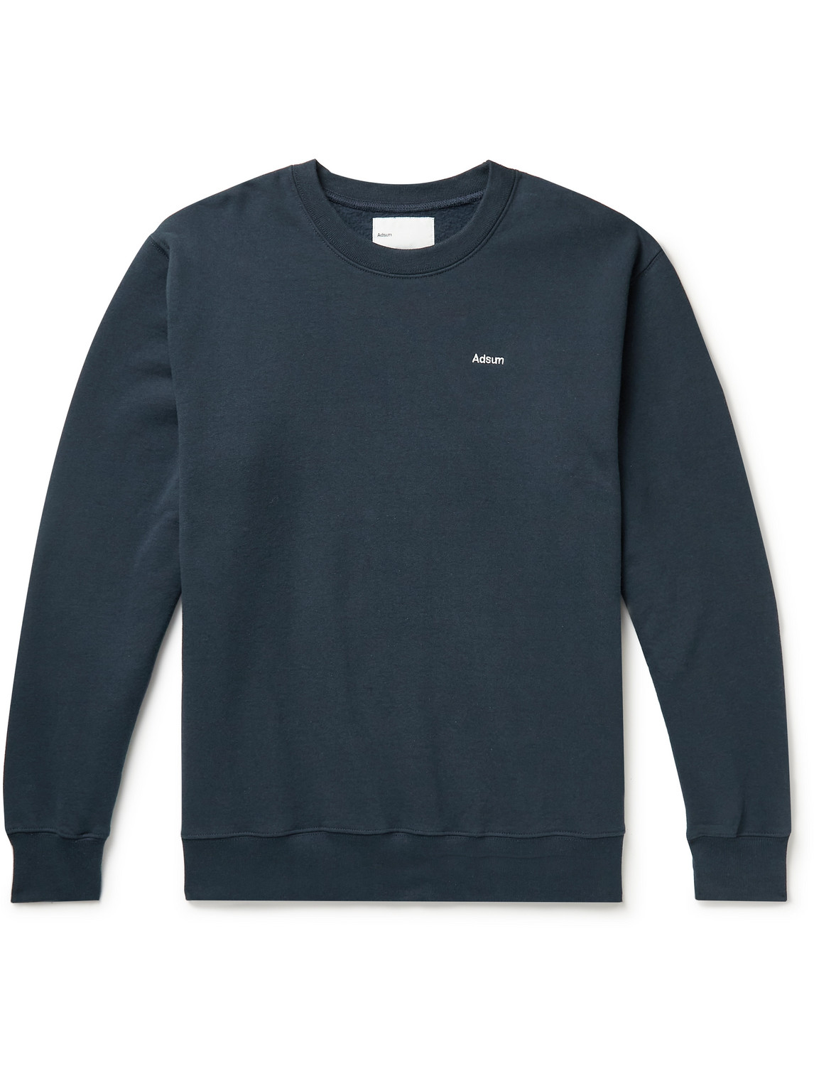 Adsum Garment-dyed Logo-embroidered Cotton-jersey Sweatshirt In Blue